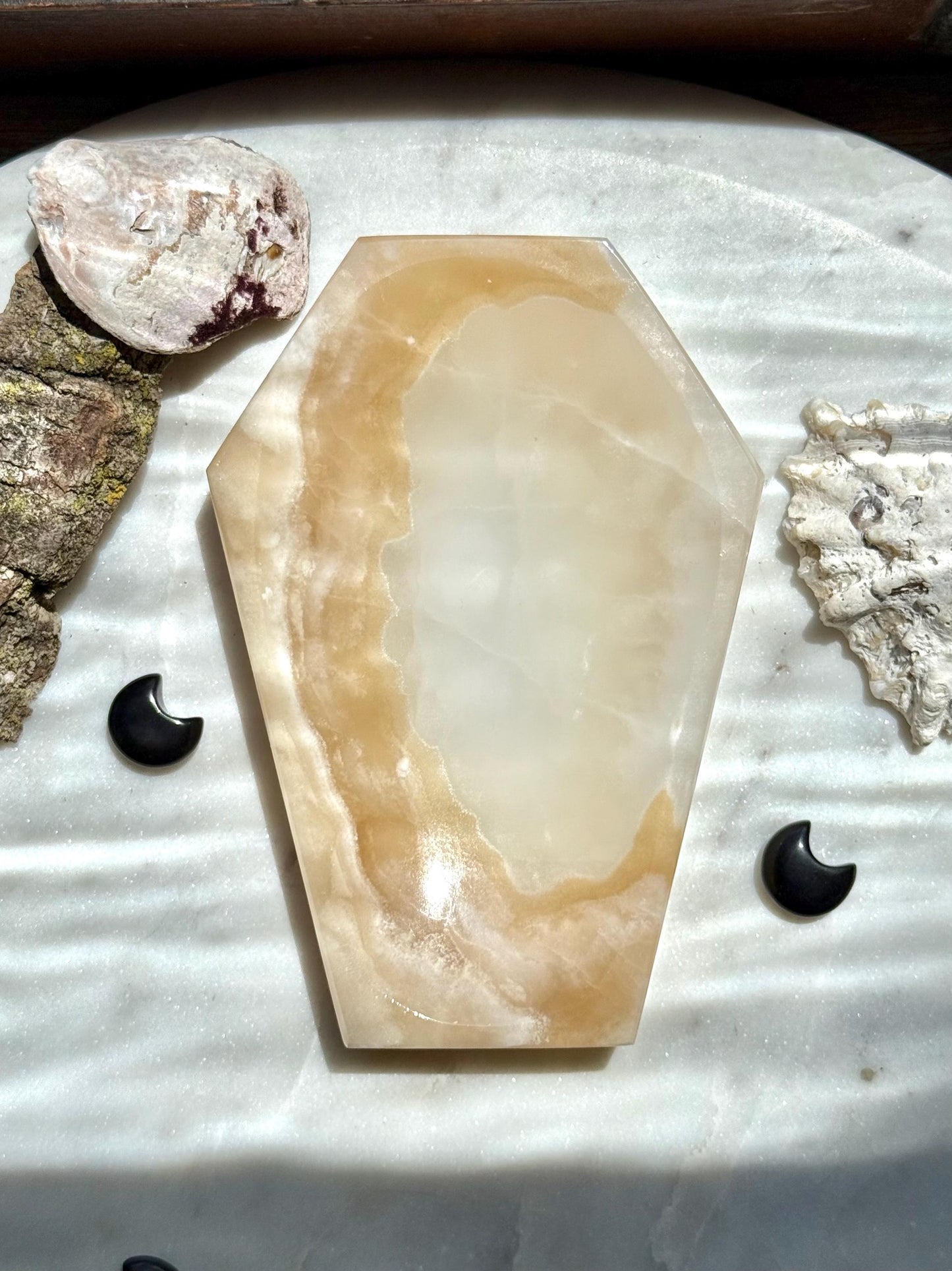Onyx Coffin Dish | Gift for Crystal Lover | Unique Crystal Gift | Crystal Jewelry Dish | Spooky Season Decor | Halloween Gift