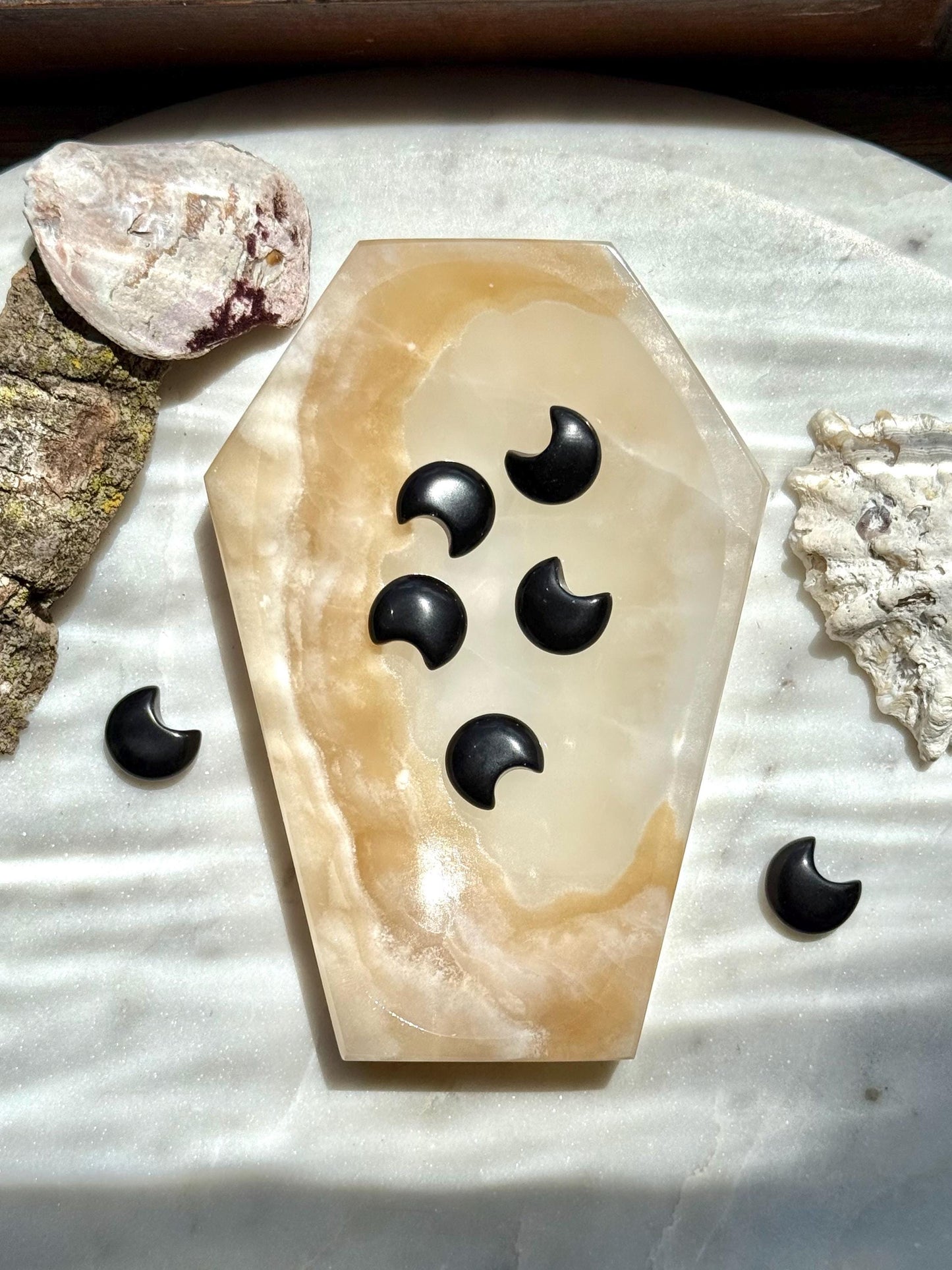 Onyx Coffin Dish | Gift for Crystal Lover | Unique Crystal Gift | Crystal Jewelry Dish | Spooky Season Decor | Halloween Gift