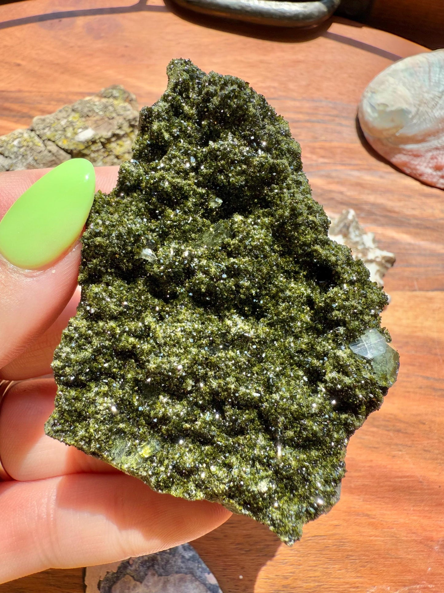High Quality Epidote and Quartz Free Form || Epidote and Quartz || Forest Fairy Quartz || Raw Crystal || Sparkly Crystal