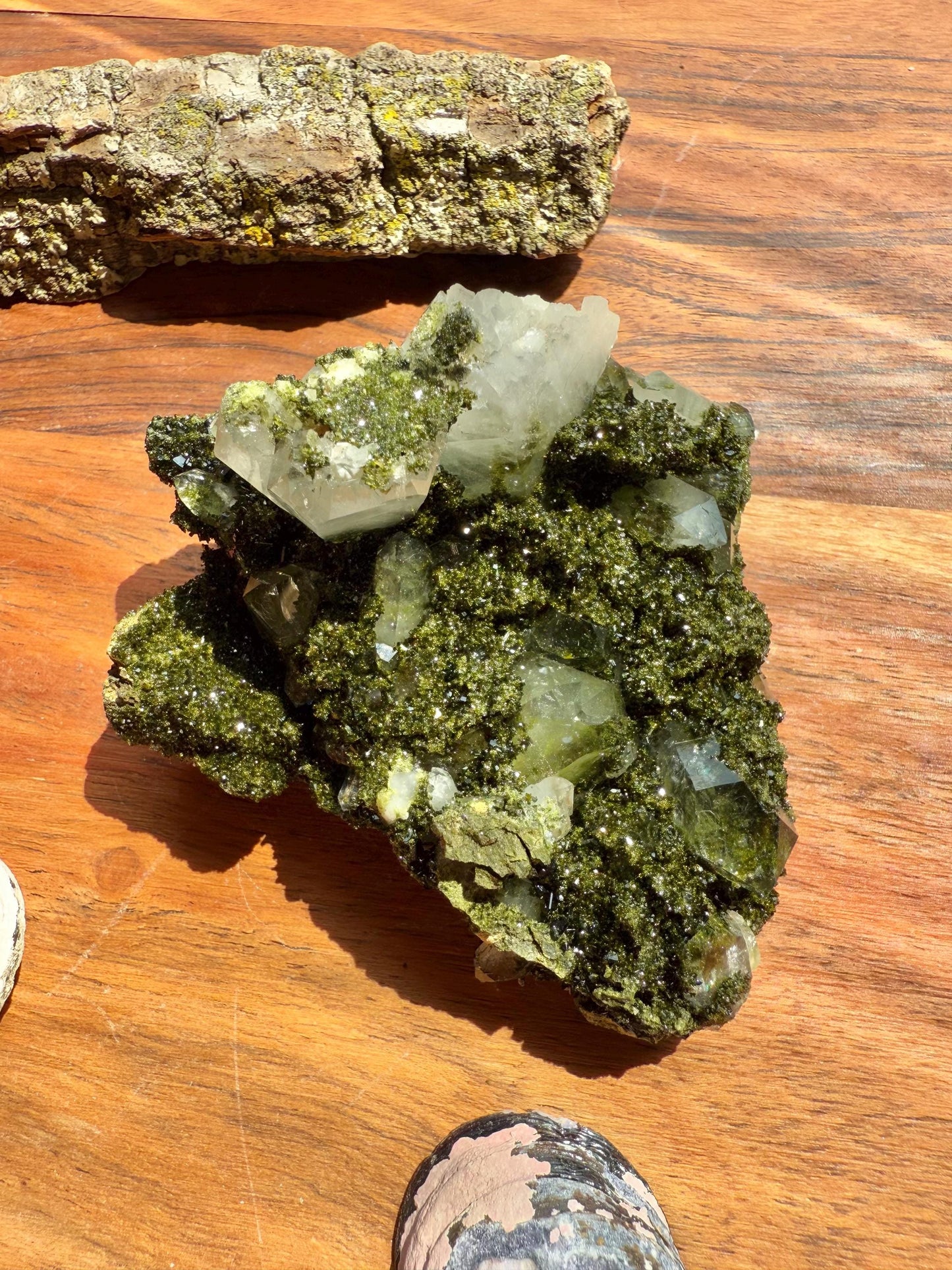 High Quality Epidote and Quartz Free Form || Epidote and Quartz || Forest Fairy Quartz || Raw Crystal || Sparkly Crystal