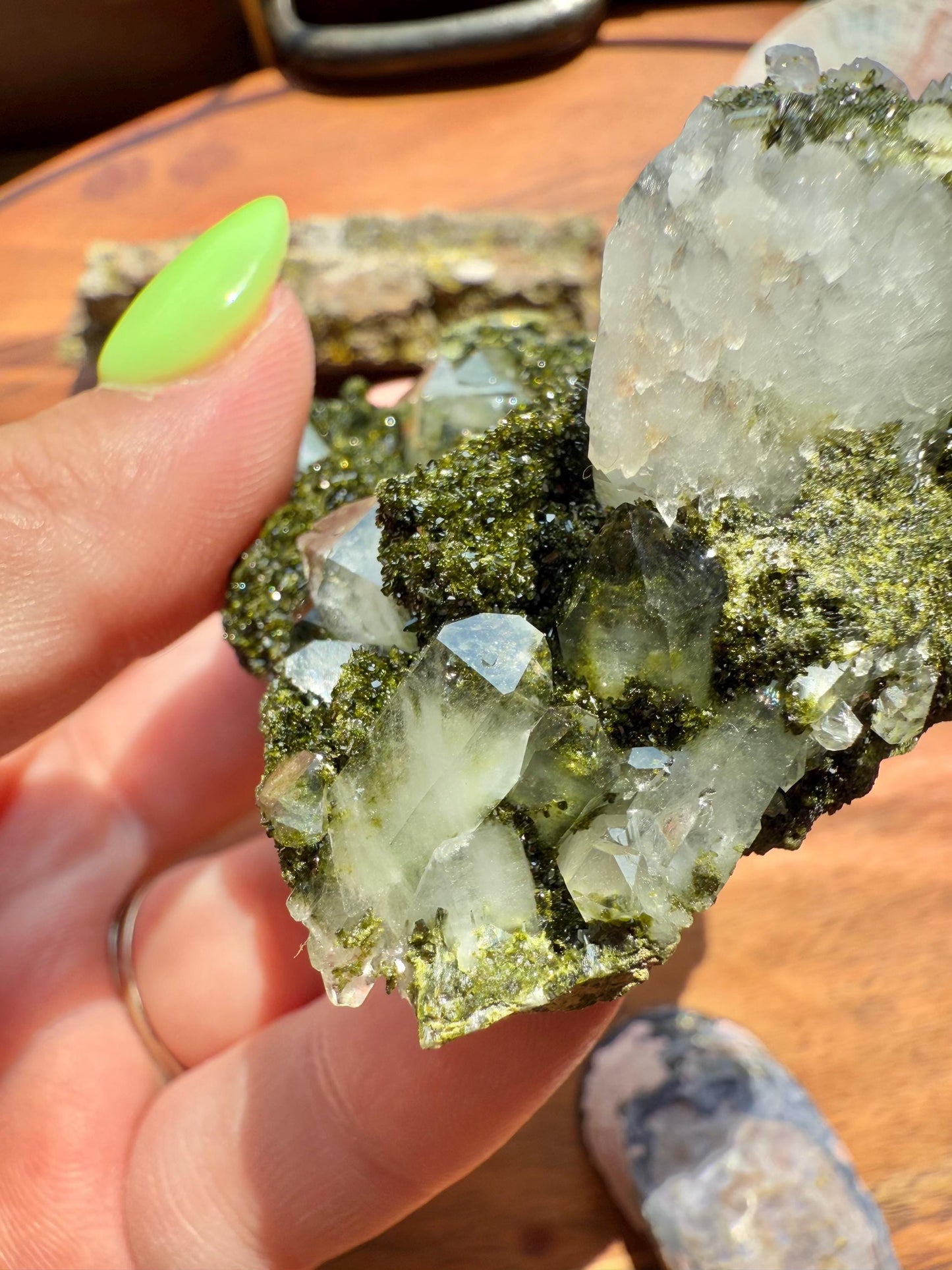 High Quality Epidote and Quartz Free Form || Epidote and Quartz || Forest Fairy Quartz || Raw Crystal || Sparkly Crystal