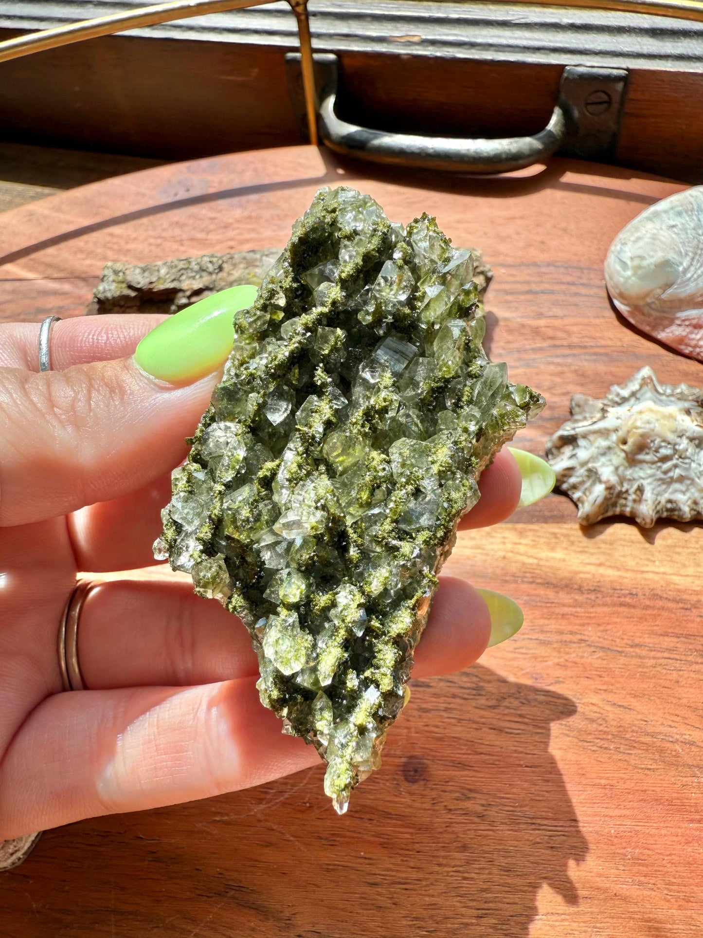 High Quality Epidote and Quartz Free Form || Epidote and Quartz || Forest Fairy Quartz || Raw Crystal || Sparkly Crystal