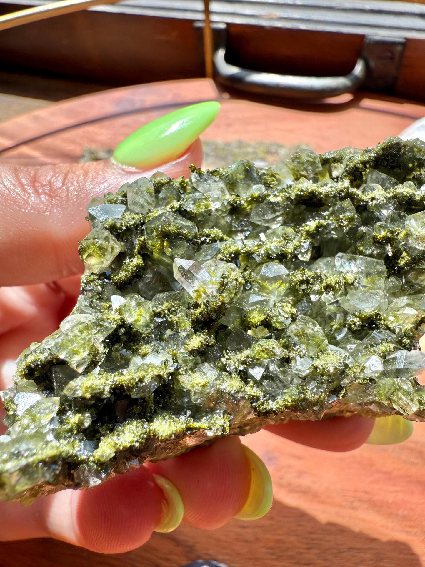 High Quality Epidote and Quartz Free Form || Epidote and Quartz || Forest Fairy Quartz || Raw Crystal || Sparkly Crystal