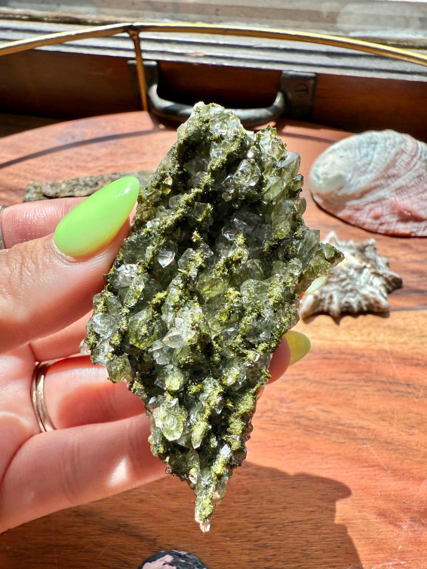 High Quality Epidote and Quartz Free Form || Epidote and Quartz || Forest Fairy Quartz || Raw Crystal || Sparkly Crystal