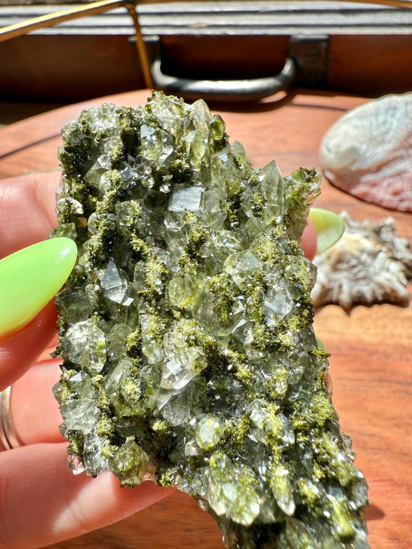 High Quality Epidote and Quartz Free Form || Epidote and Quartz || Forest Fairy Quartz || Raw Crystal || Sparkly Crystal