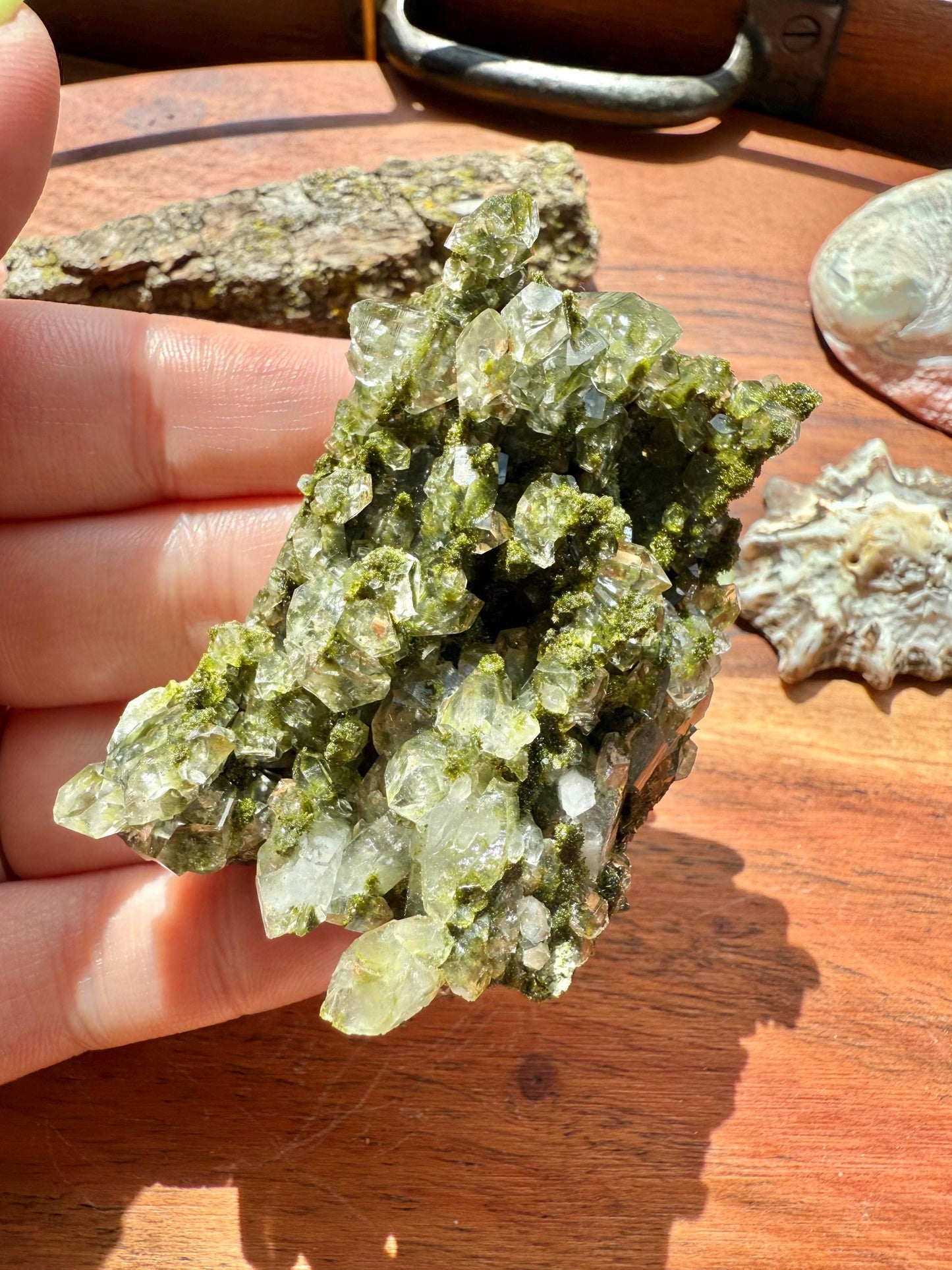 High Quality Epidote and Quartz Free Form || Epidote and Quartz || Forest Fairy Quartz || Raw Crystal || Sparkly Crystal
