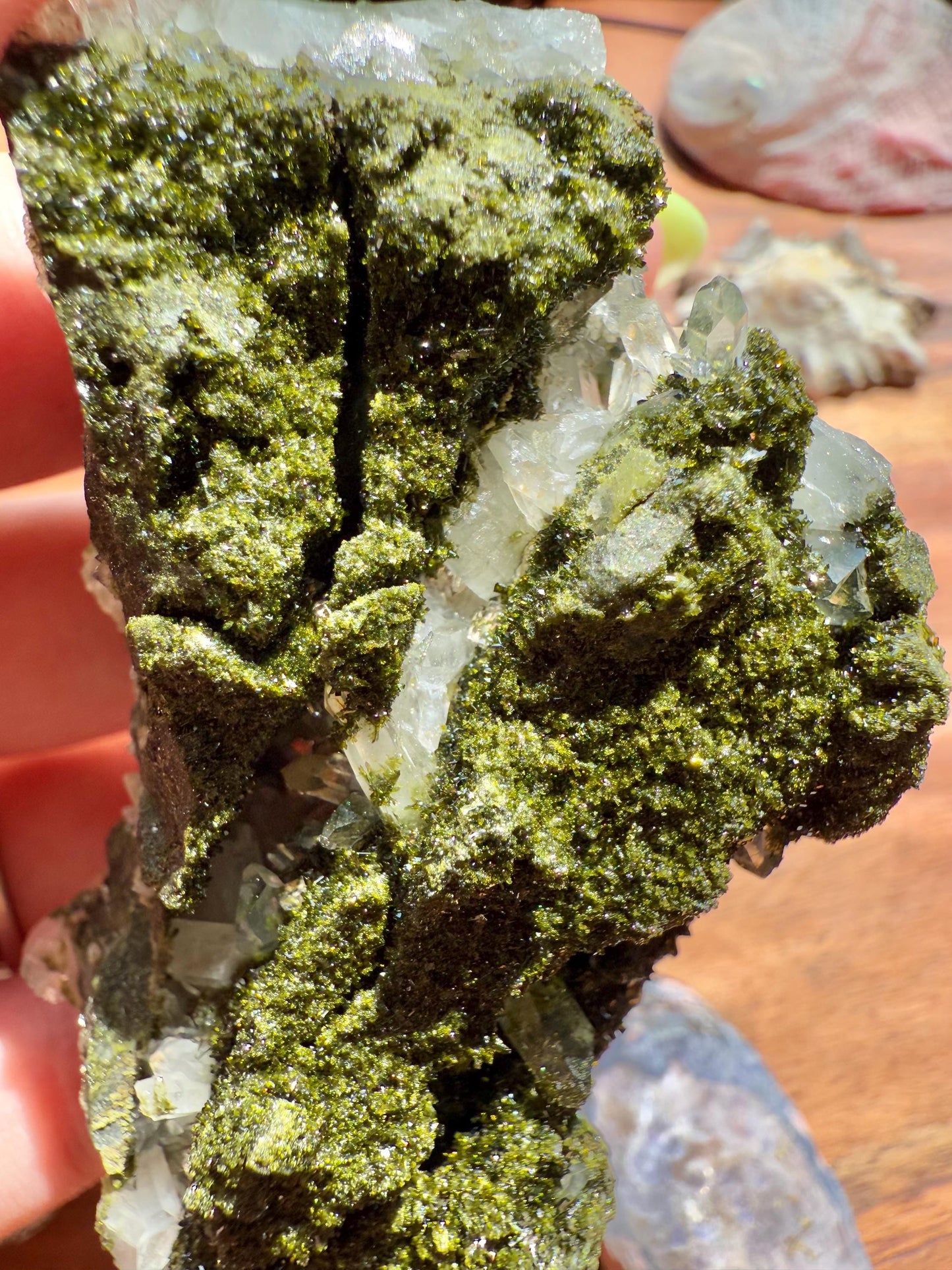 High Quality Epidote and Quartz Free Form || Epidote and Quartz || Forest Fairy Quartz || Raw Crystal || Sparkly Crystal