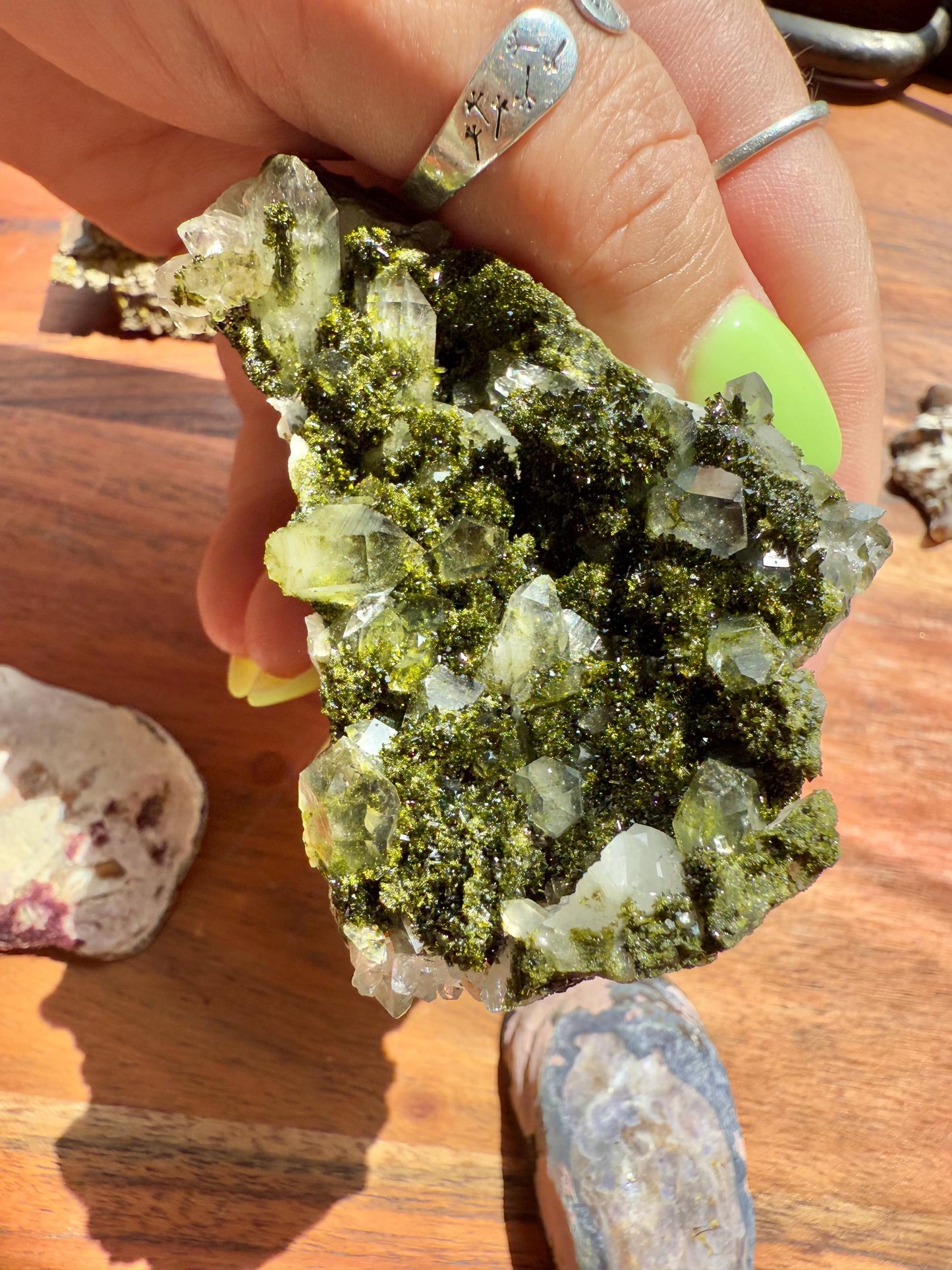 High Quality Epidote and Quartz Free Form || Epidote and Quartz || Forest Fairy Quartz || Raw Crystal || Sparkly Crystal