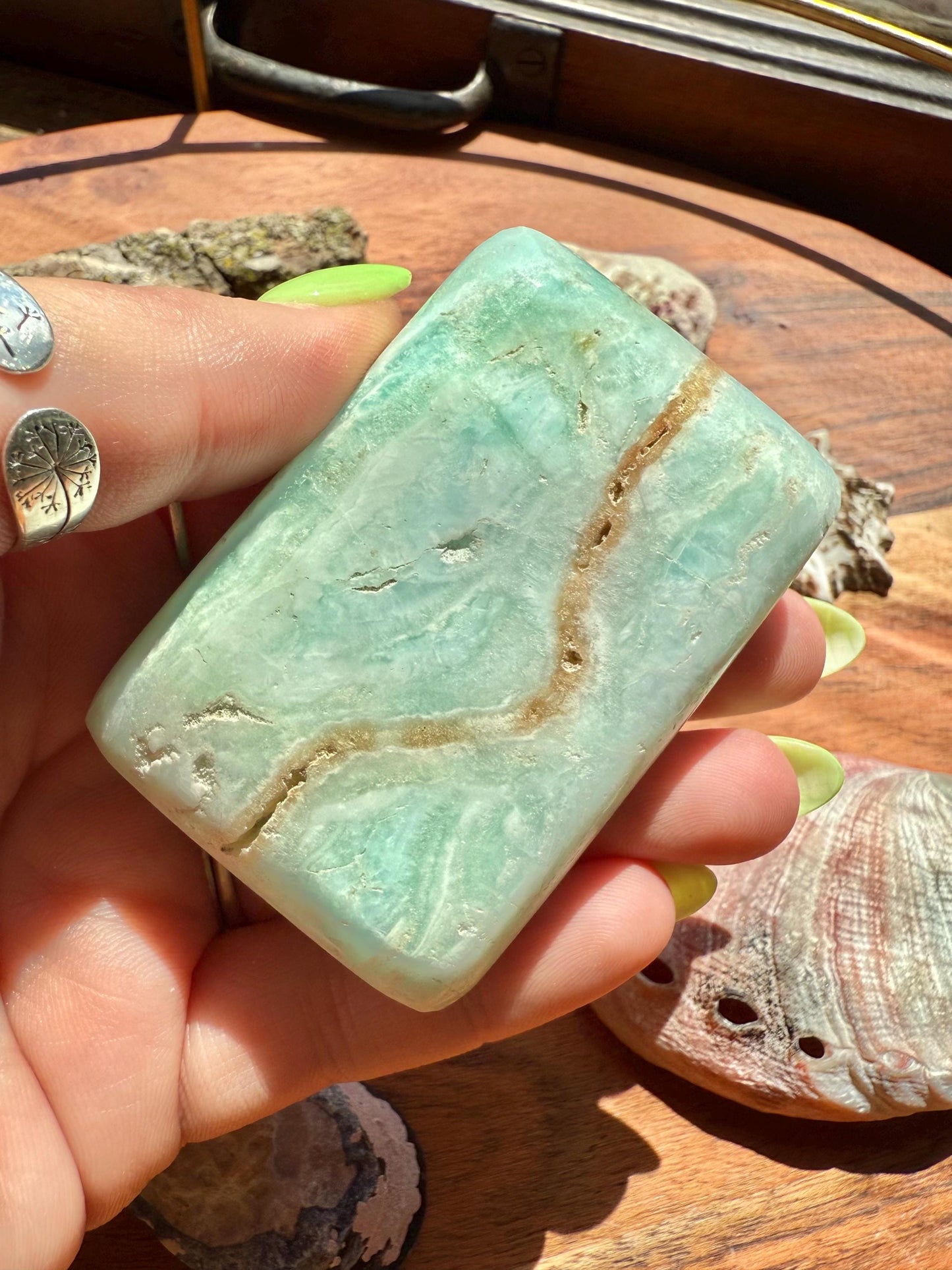 Caribbean Calcite Palm Stone || Caribbean Calcite Rectangle || Soap Shaped Caribbean Calcite || Crystal Gift || Caribbean Calcite