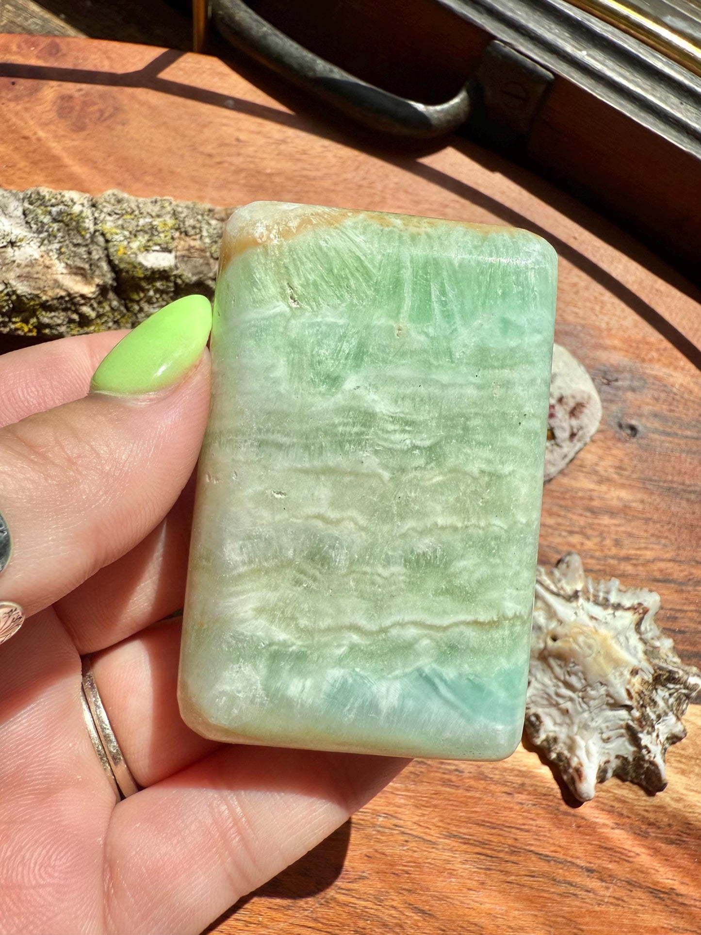 Caribbean Calcite Palm Stone || Caribbean Calcite Rectangle || Soap Shaped Caribbean Calcite || Crystal Gift || Caribbean Calcite
