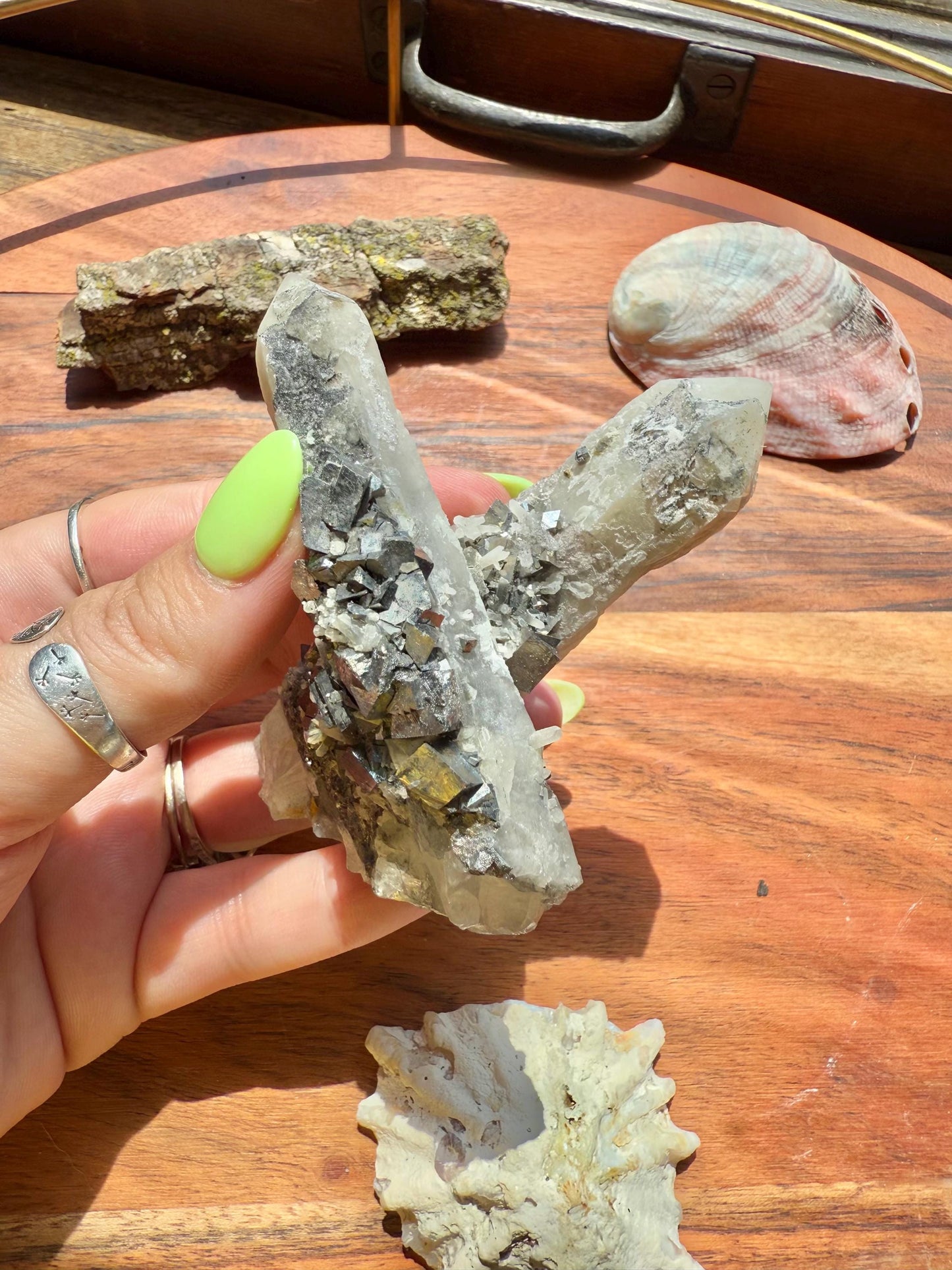 High Quality Calcite Covered Quartz with Pyrite from Mongolia || Calcite || Quartz || Pyrite || Raw Crystal Cluster || Combo Mineral
