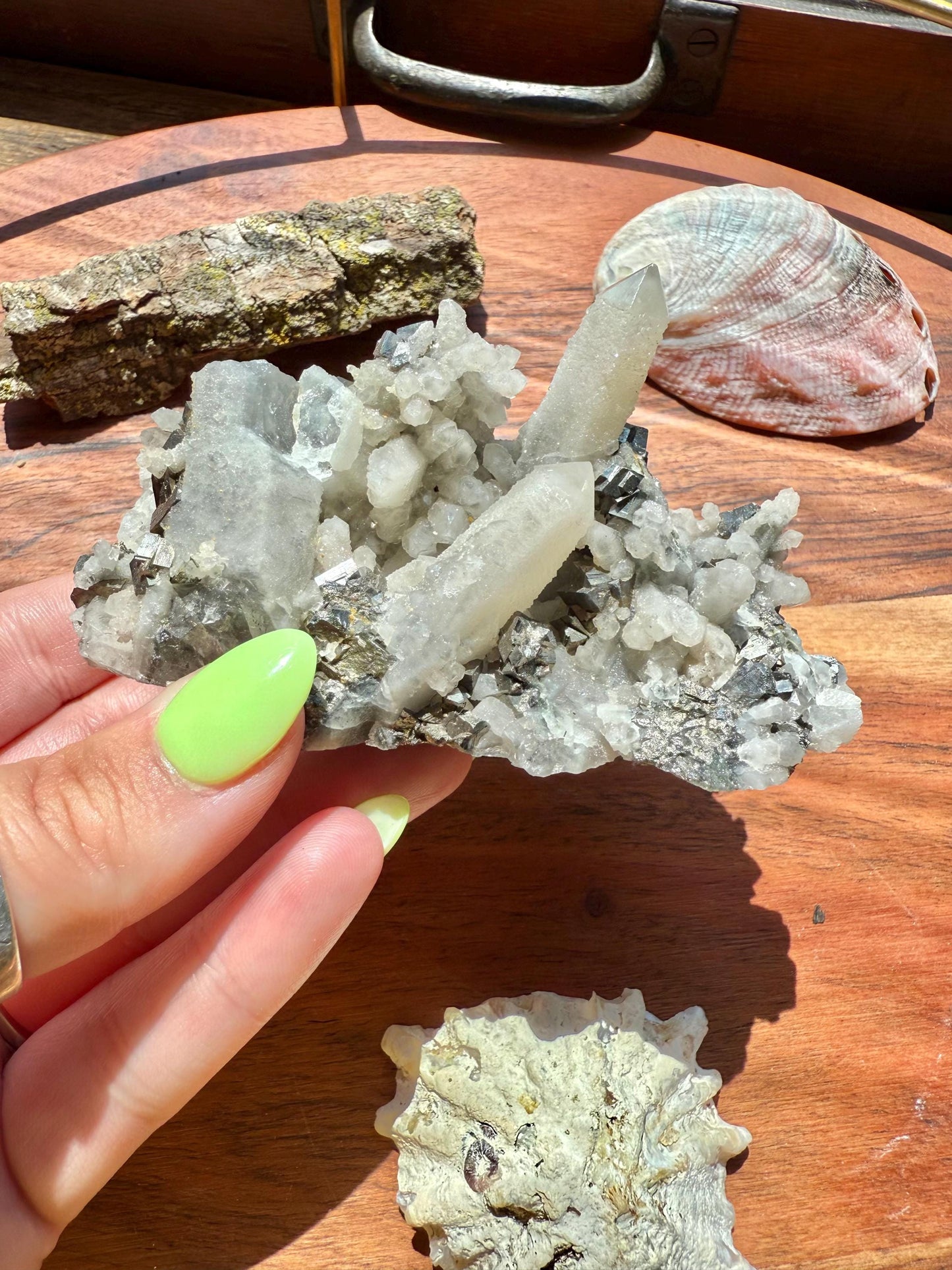 High Quality Calcite Covered Quartz with Pyrite from Mongolia || Calcite || Quartz || Pyrite || Raw Crystal Cluster || Combo Mineral