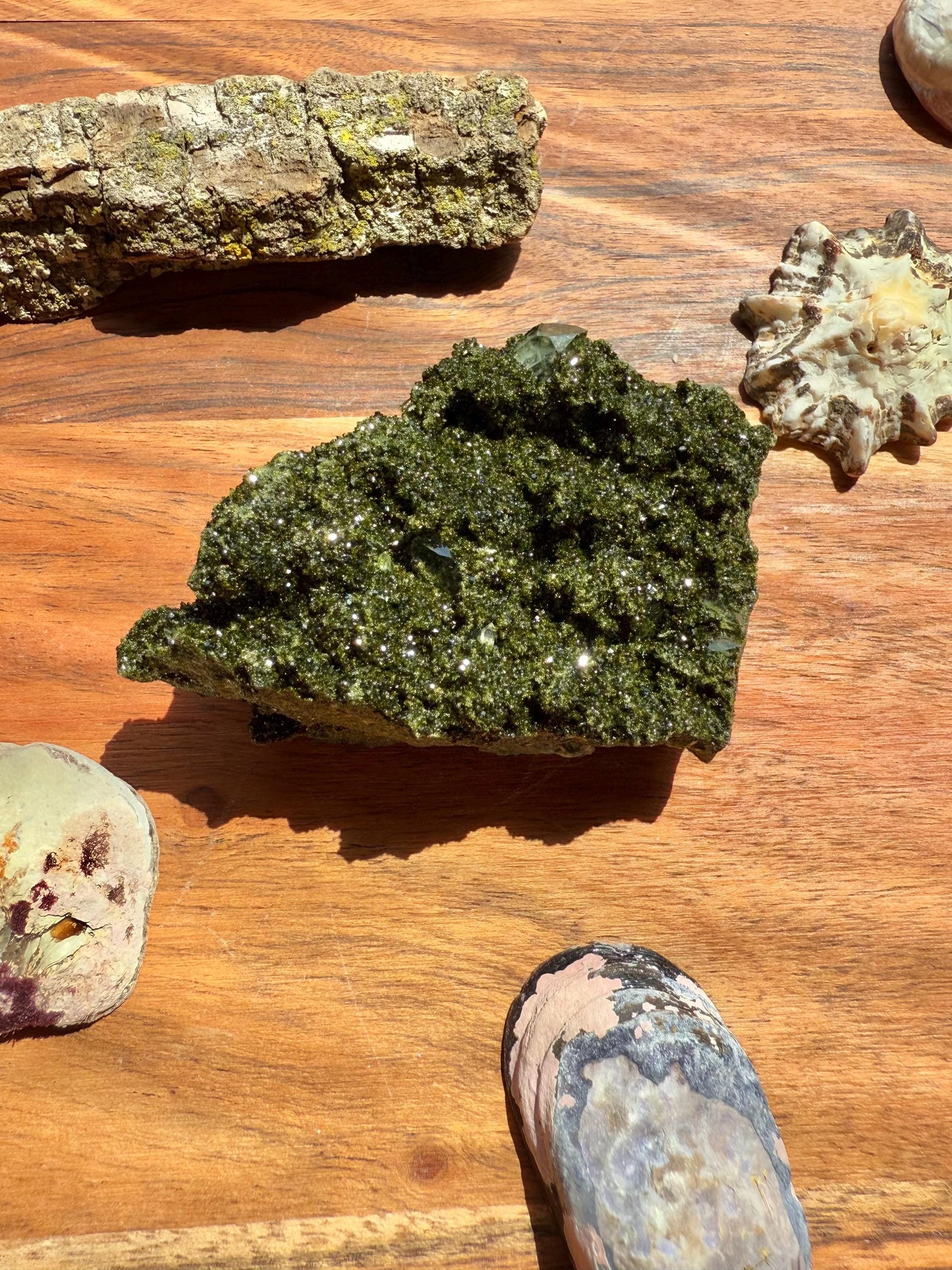 High Quality Epidote and Quartz Free Form || Epidote and Quartz || Forest Fairy Quartz || Raw Crystal || Sparkly Crystal