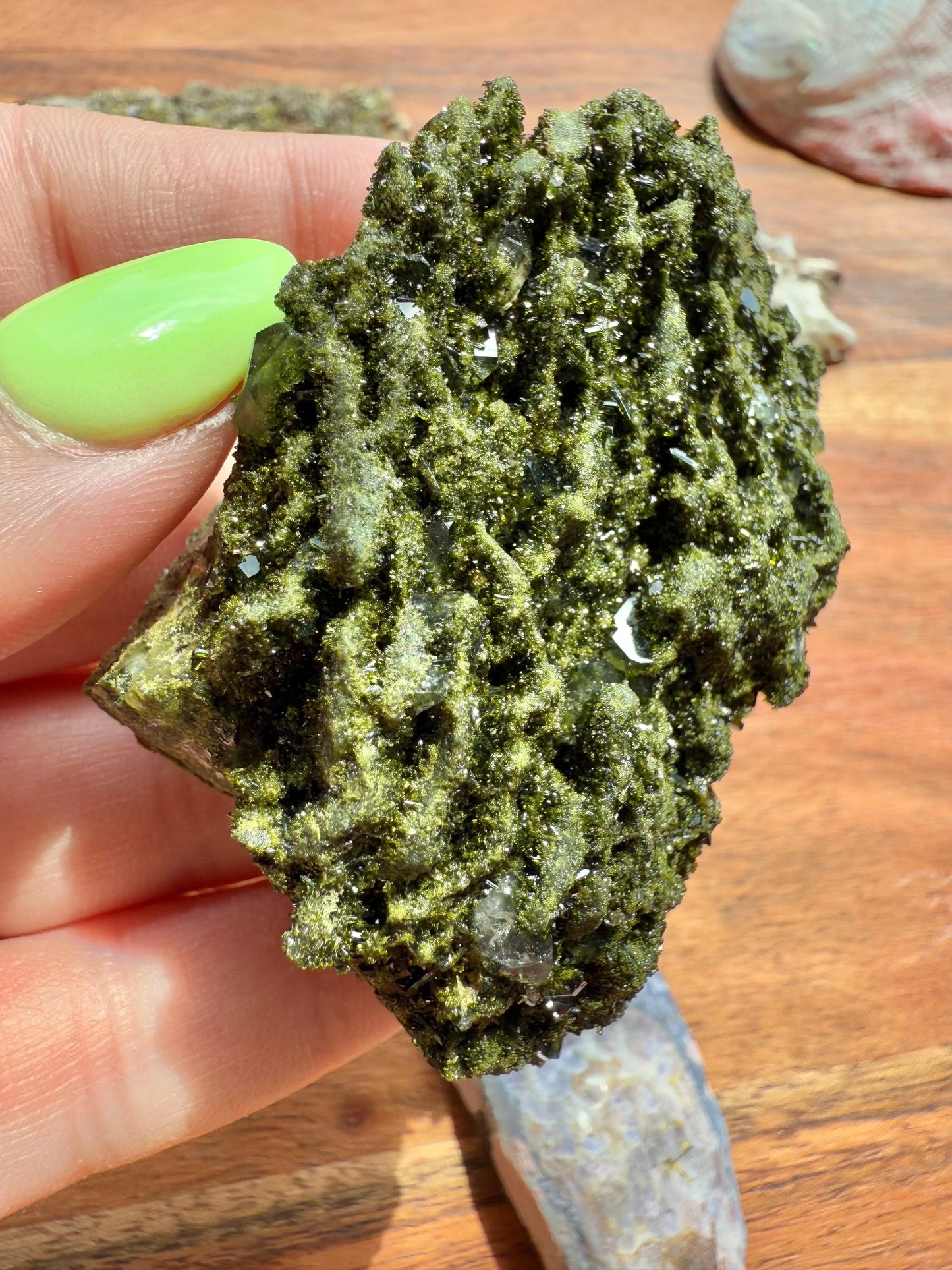 High Quality Epidote and Quartz Free Form || Epidote and Quartz || Forest Fairy Quartz || Raw Crystal || Sparkly Crystal