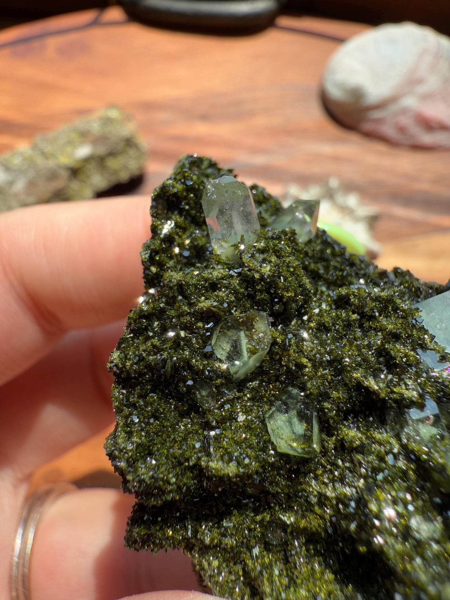 High Quality Epidote and Quartz Free Form || Epidote and Quartz || Forest Fairy Quartz || Raw Crystal || Sparkly Crystal