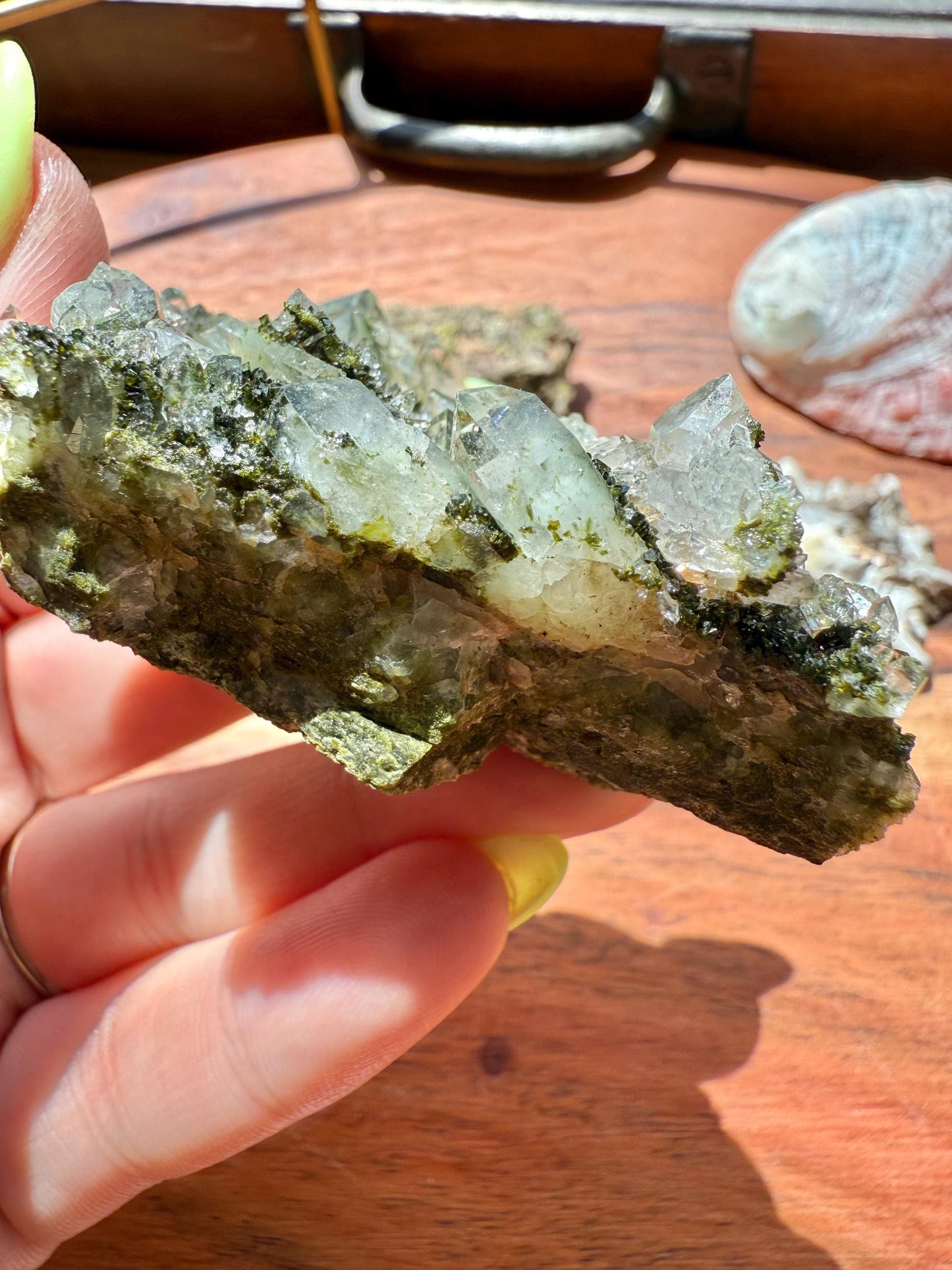 High Quality Epidote and Quartz Free Form || Epidote and Quartz || Forest Fairy Quartz || Raw Crystal || Sparkly Crystal
