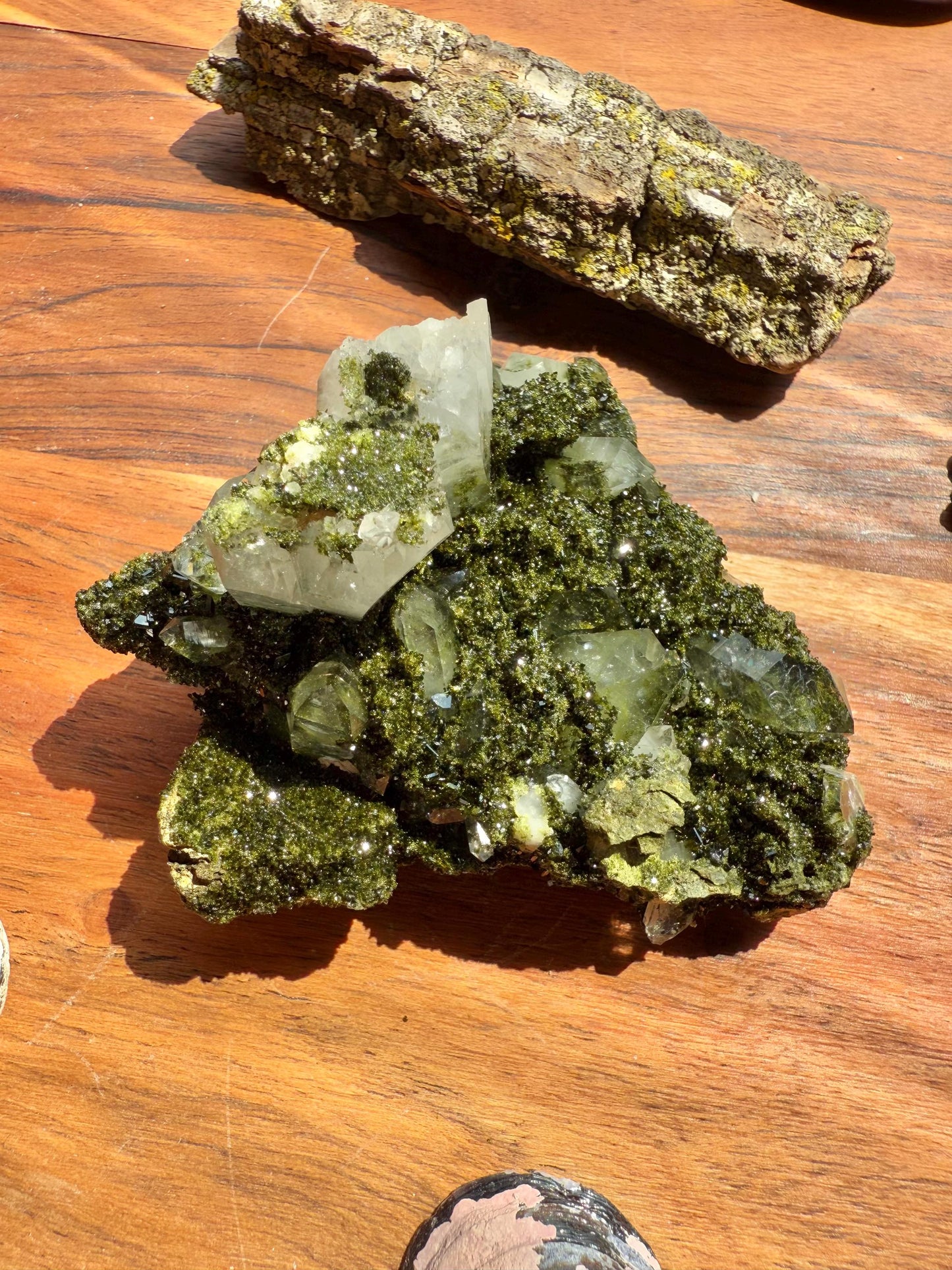 High Quality Epidote and Quartz Free Form || Epidote and Quartz || Forest Fairy Quartz || Raw Crystal || Sparkly Crystal