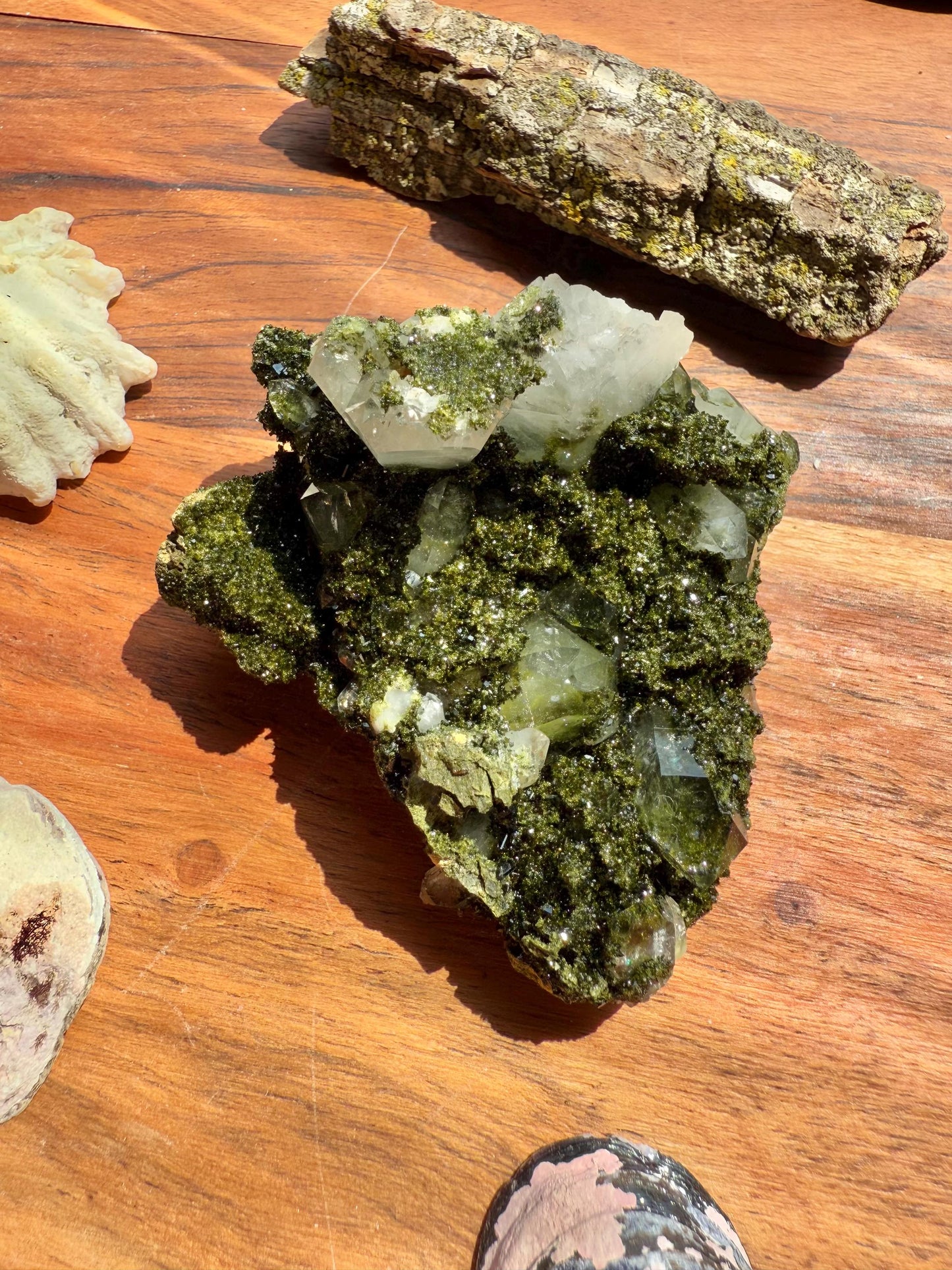 High Quality Epidote and Quartz Free Form || Epidote and Quartz || Forest Fairy Quartz || Raw Crystal || Sparkly Crystal