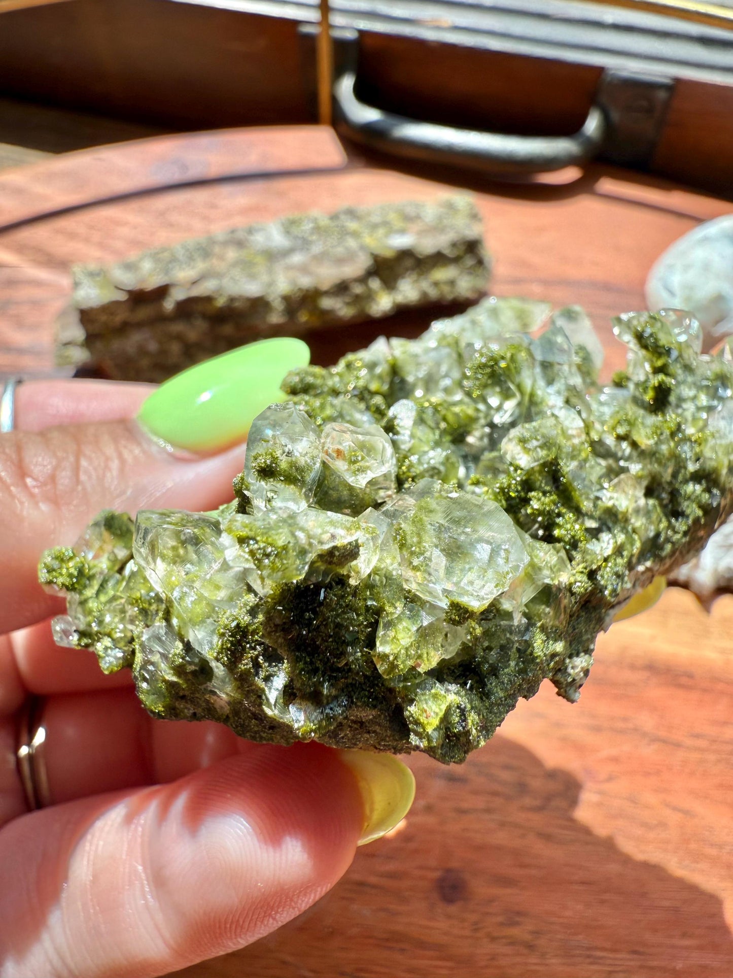 High Quality Epidote and Quartz Free Form || Epidote and Quartz || Forest Fairy Quartz || Raw Crystal || Sparkly Crystal
