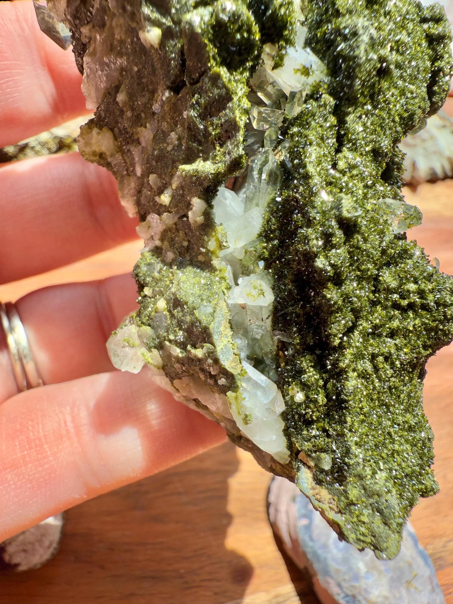 High Quality Epidote and Quartz Free Form || Epidote and Quartz || Forest Fairy Quartz || Raw Crystal || Sparkly Crystal