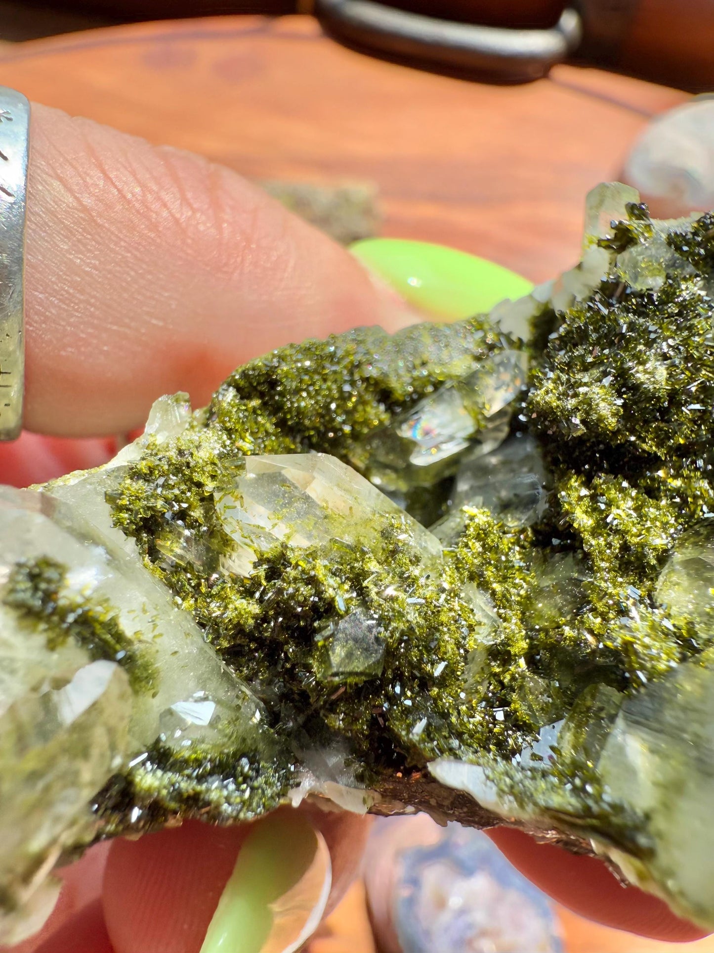High Quality Epidote and Quartz Free Form || Epidote and Quartz || Forest Fairy Quartz || Raw Crystal || Sparkly Crystal