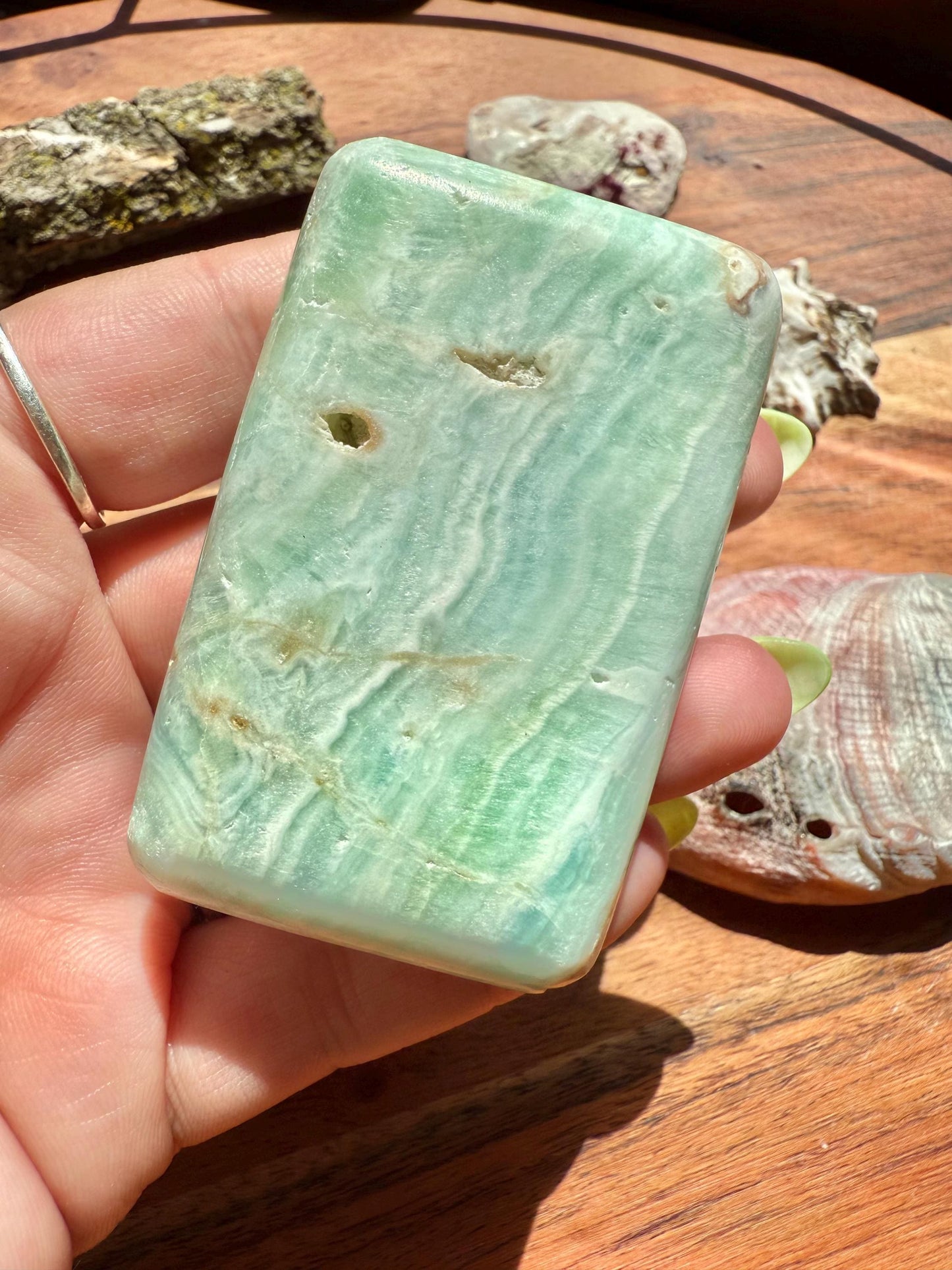 Caribbean Calcite Palm Stone || Caribbean Calcite Rectangle || Soap Shaped Caribbean Calcite || Crystal Gift || Caribbean Calcite