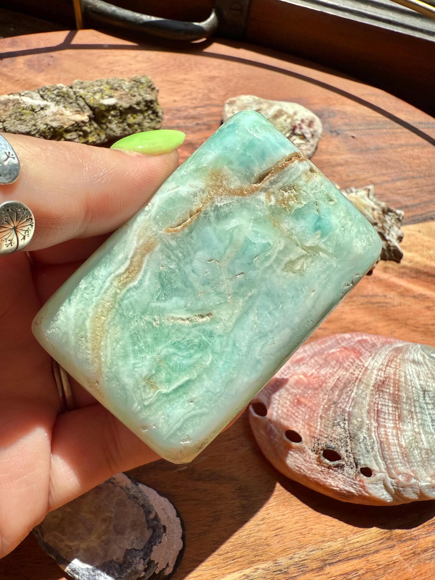 Caribbean Calcite Palm Stone || Caribbean Calcite Rectangle || Soap Shaped Caribbean Calcite || Crystal Gift || Caribbean Calcite