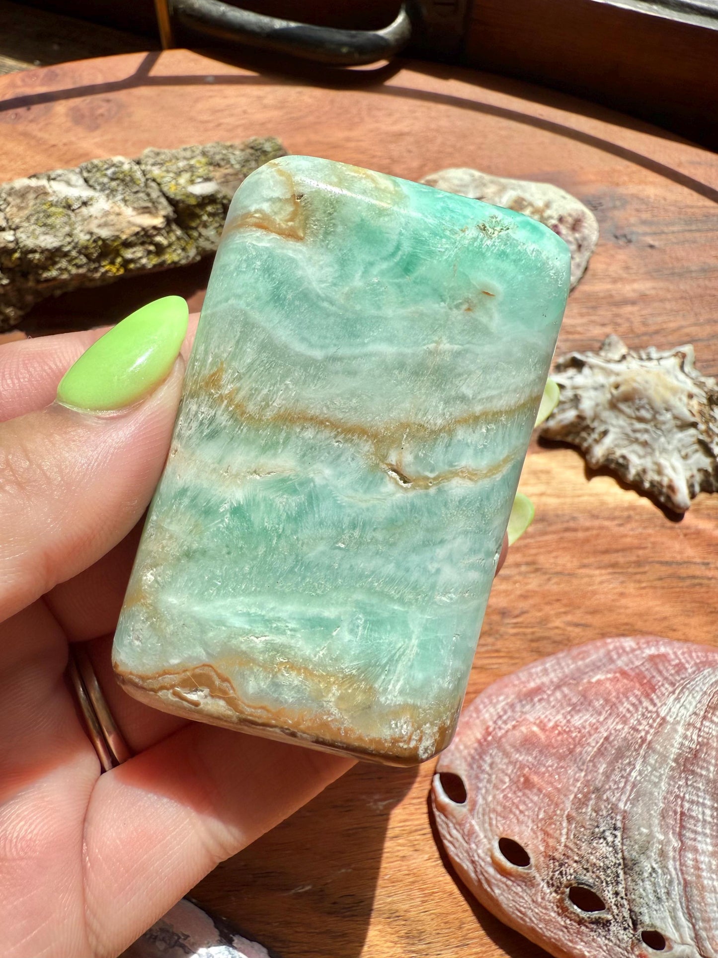 Caribbean Calcite Palm Stone || Caribbean Calcite Rectangle || Soap Shaped Caribbean Calcite || Crystal Gift || Caribbean Calcite