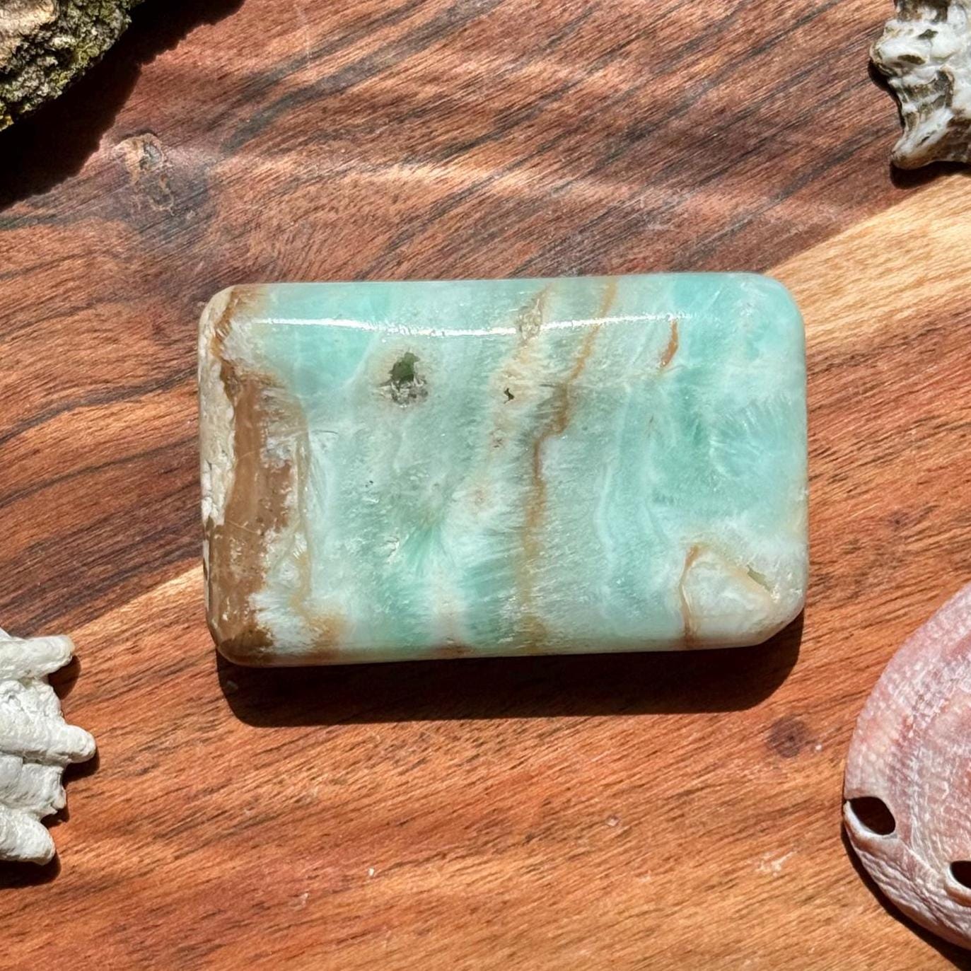 Caribbean Calcite Palm Stone || Caribbean Calcite Rectangle || Soap Shaped Caribbean Calcite || Crystal Gift || Caribbean Calcite