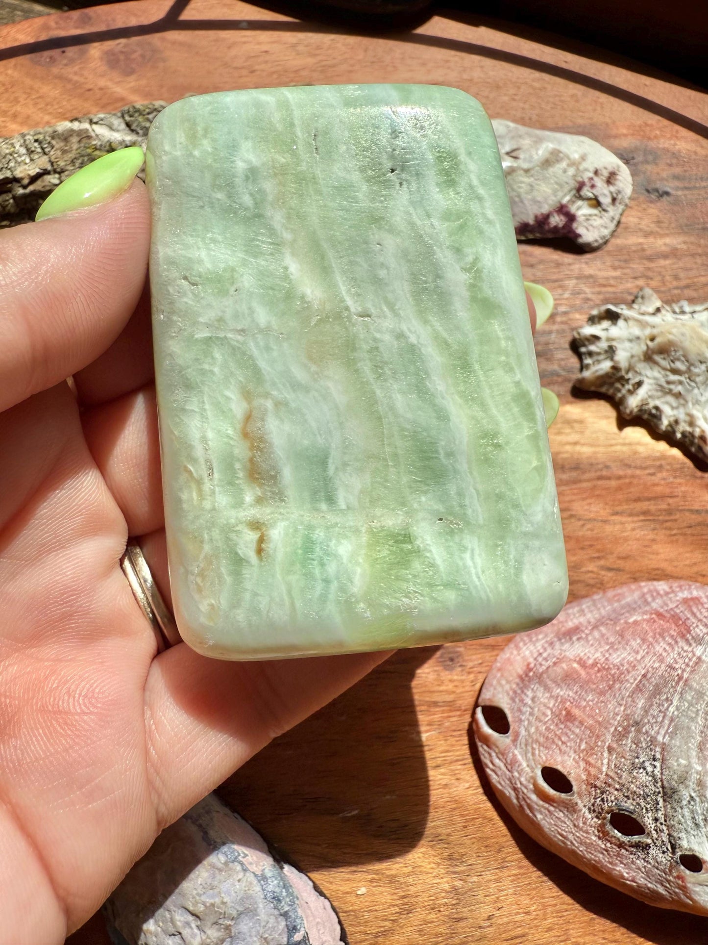 Caribbean Calcite Palm Stone || Caribbean Calcite Rectangle || Soap Shaped Caribbean Calcite || Crystal Gift || Caribbean Calcite