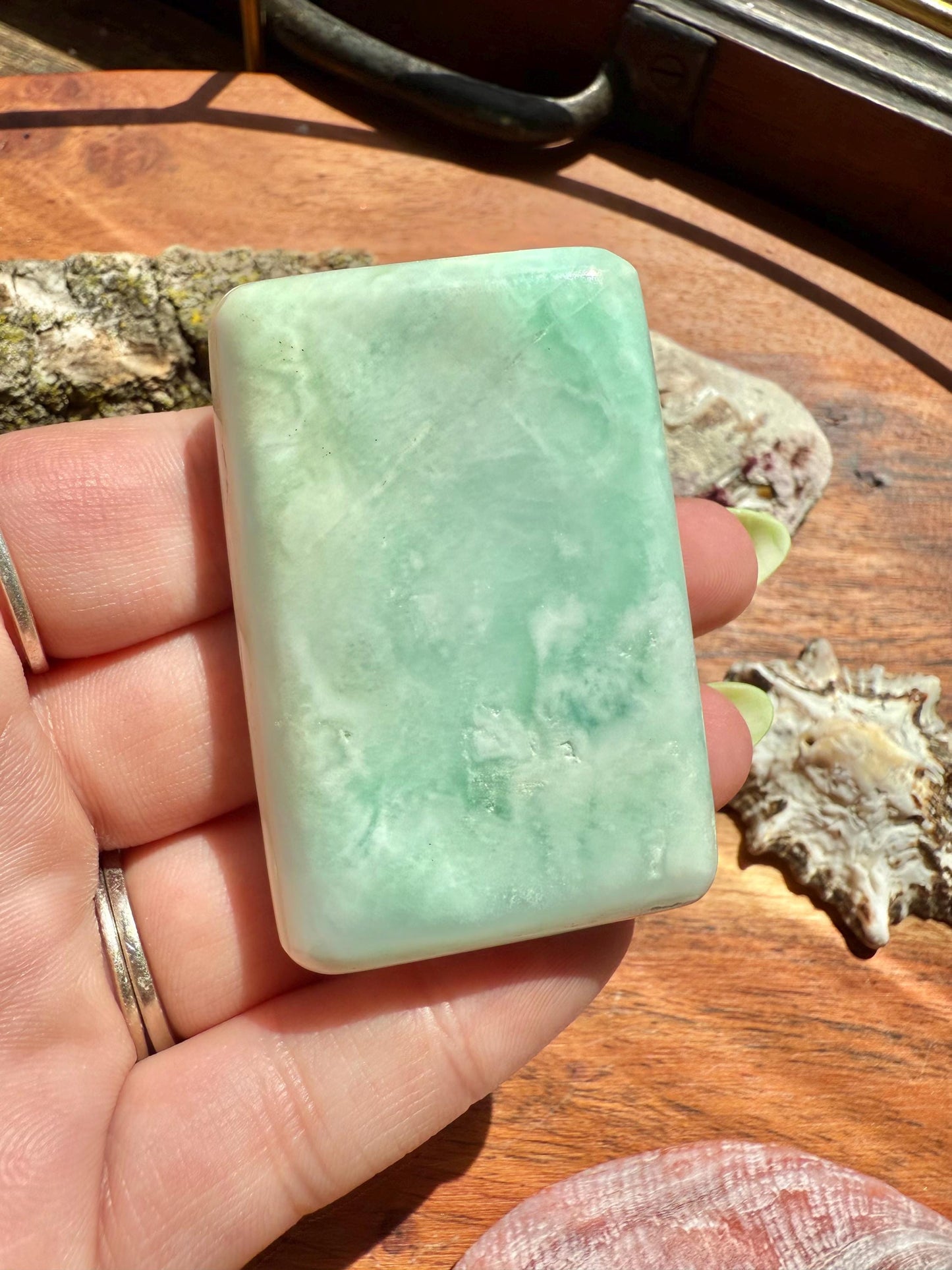Caribbean Calcite Palm Stone || Caribbean Calcite Rectangle || Soap Shaped Caribbean Calcite || Crystal Gift || Caribbean Calcite