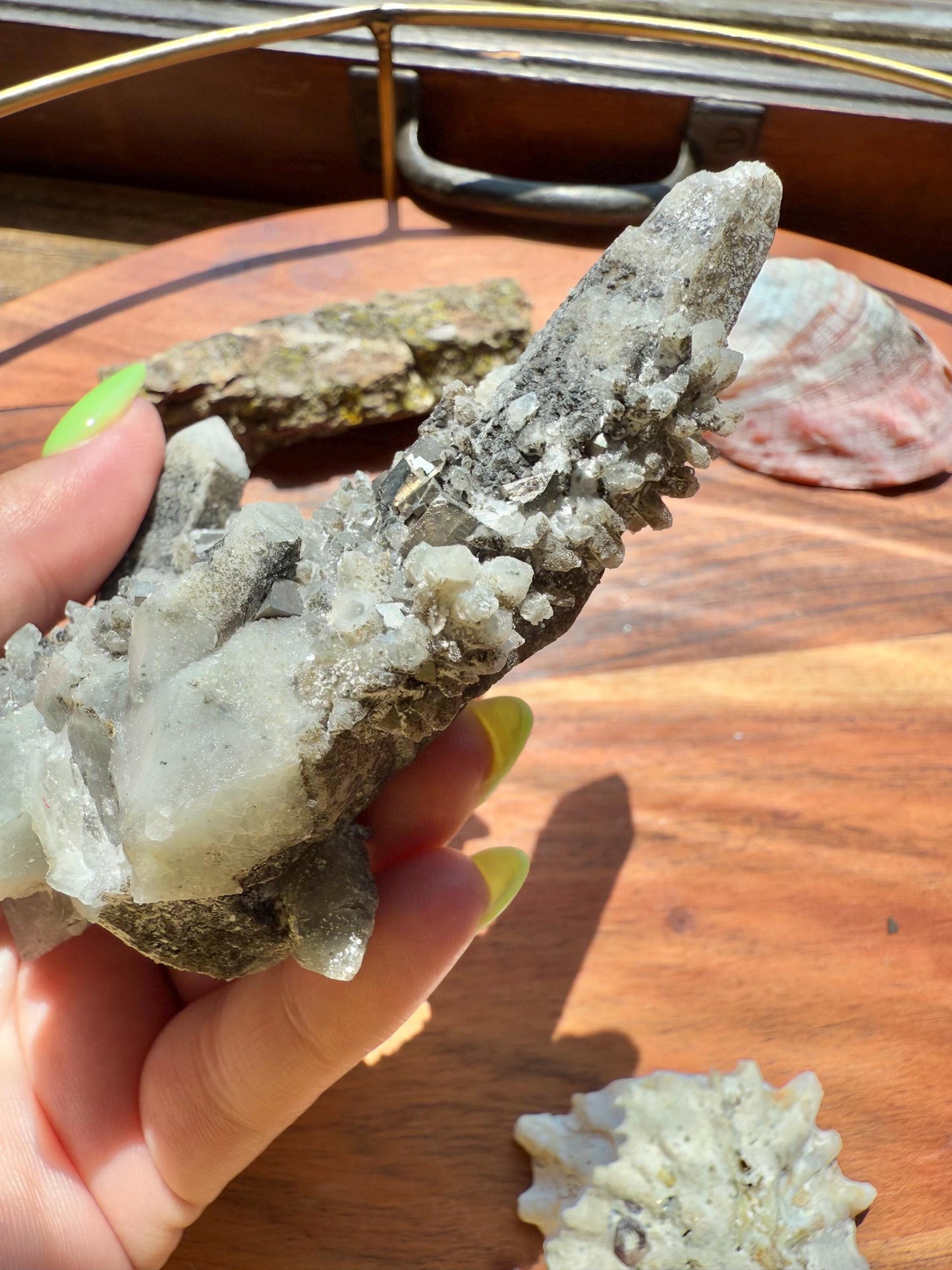 High Quality Calcite Covered Quartz with Pyrite from Mongolia || Calcite || Quartz || Pyrite || Raw Crystal Cluster || Combo Mineral