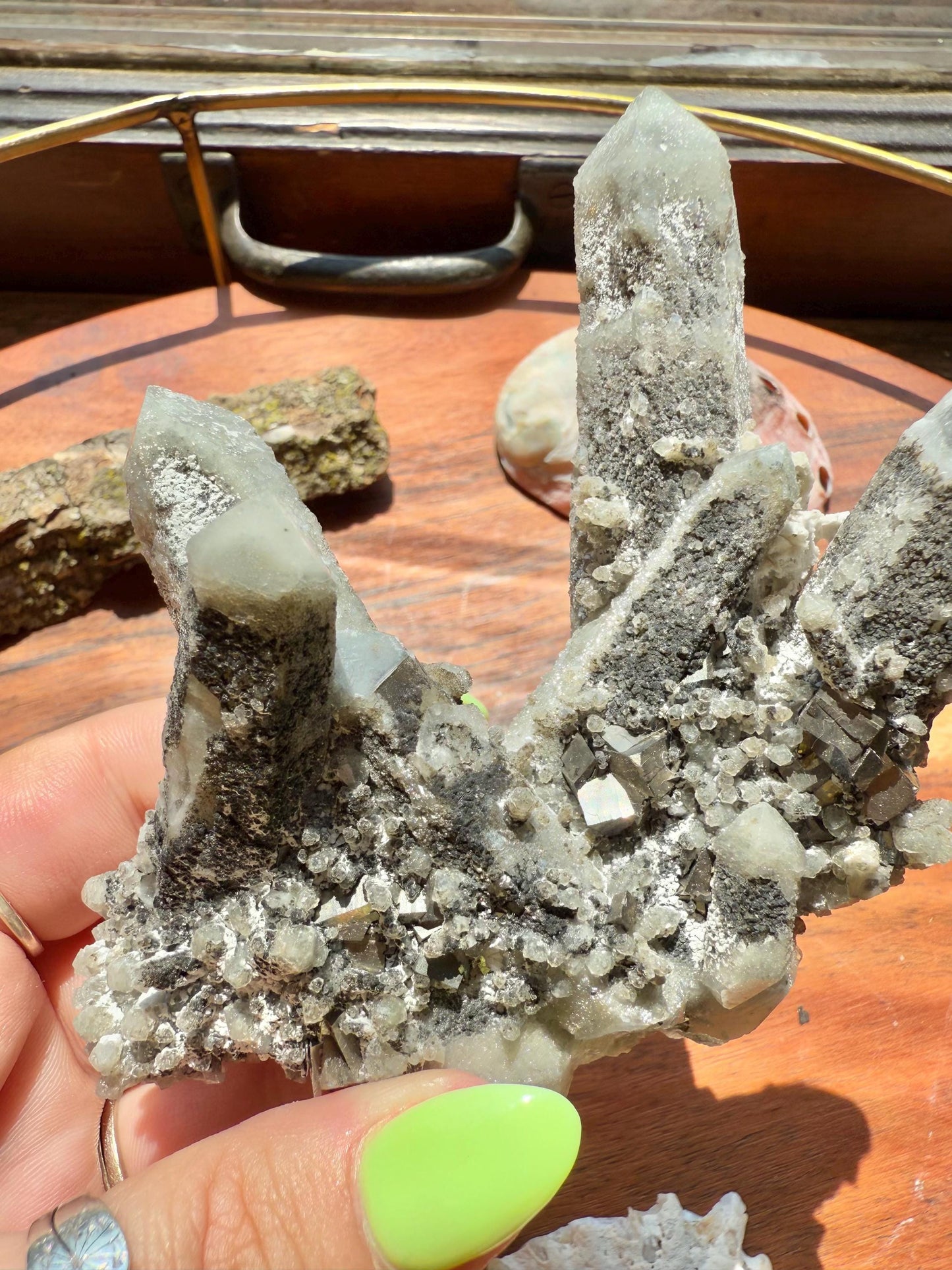 High Quality Calcite Covered Quartz with Pyrite from Mongolia || Calcite || Quartz || Pyrite || Raw Crystal Cluster || Combo Mineral