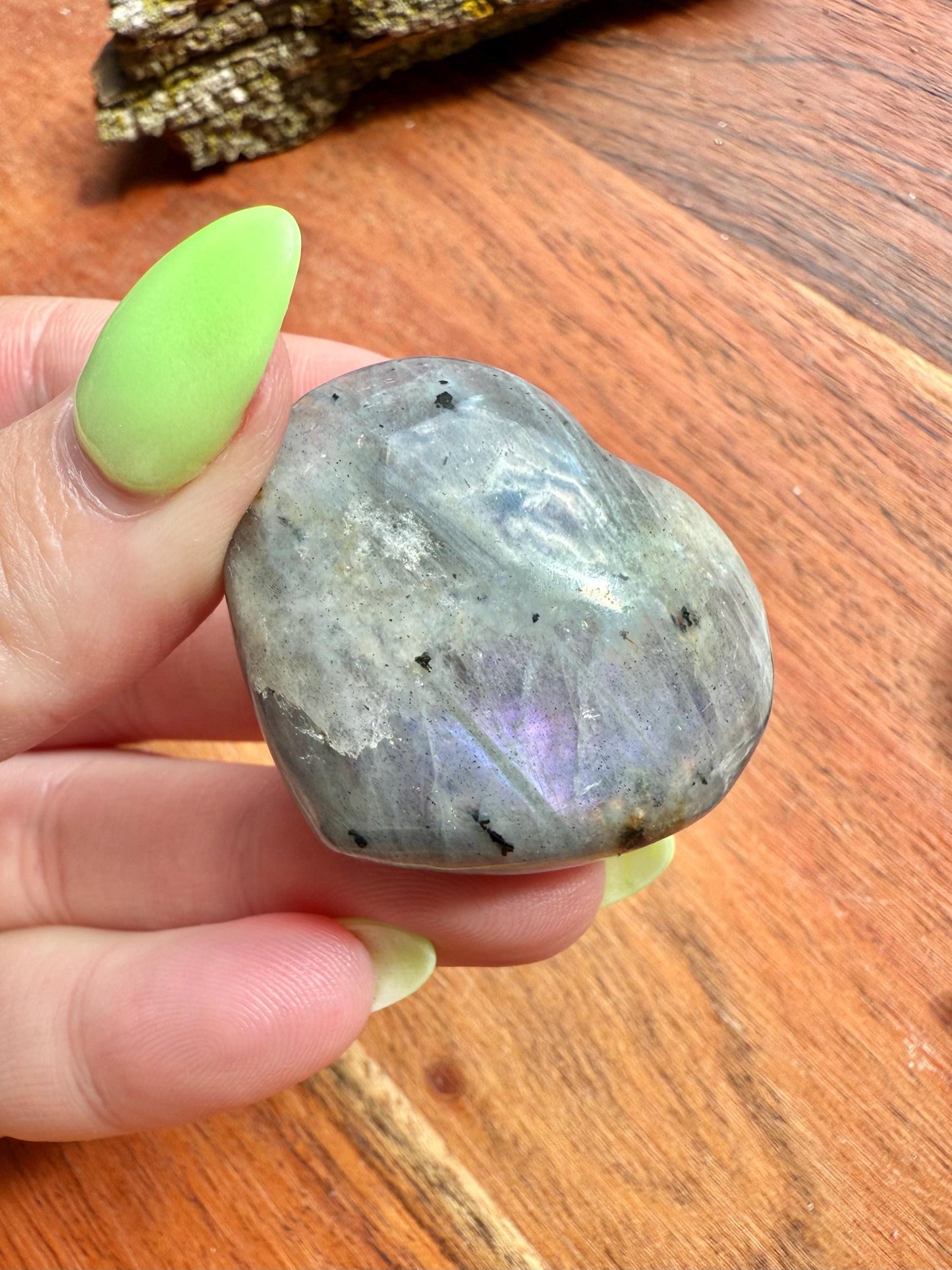 Purple and Pink Flash Labradorite Heart (Small)