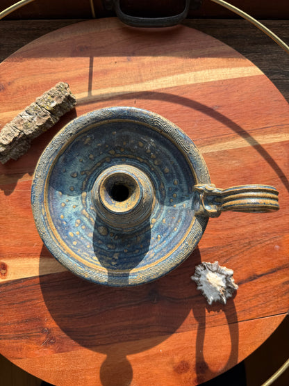 HANDMADE CERAMIC STONEWARE CHAMBER MAID CANDLE HOLDER/PLANT PROPAGATION VESSEL