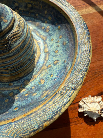 HANDMADE CERAMIC STONEWARE CHAMBER MAID CANDLE HOLDER/PLANT PROPAGATION VESSEL