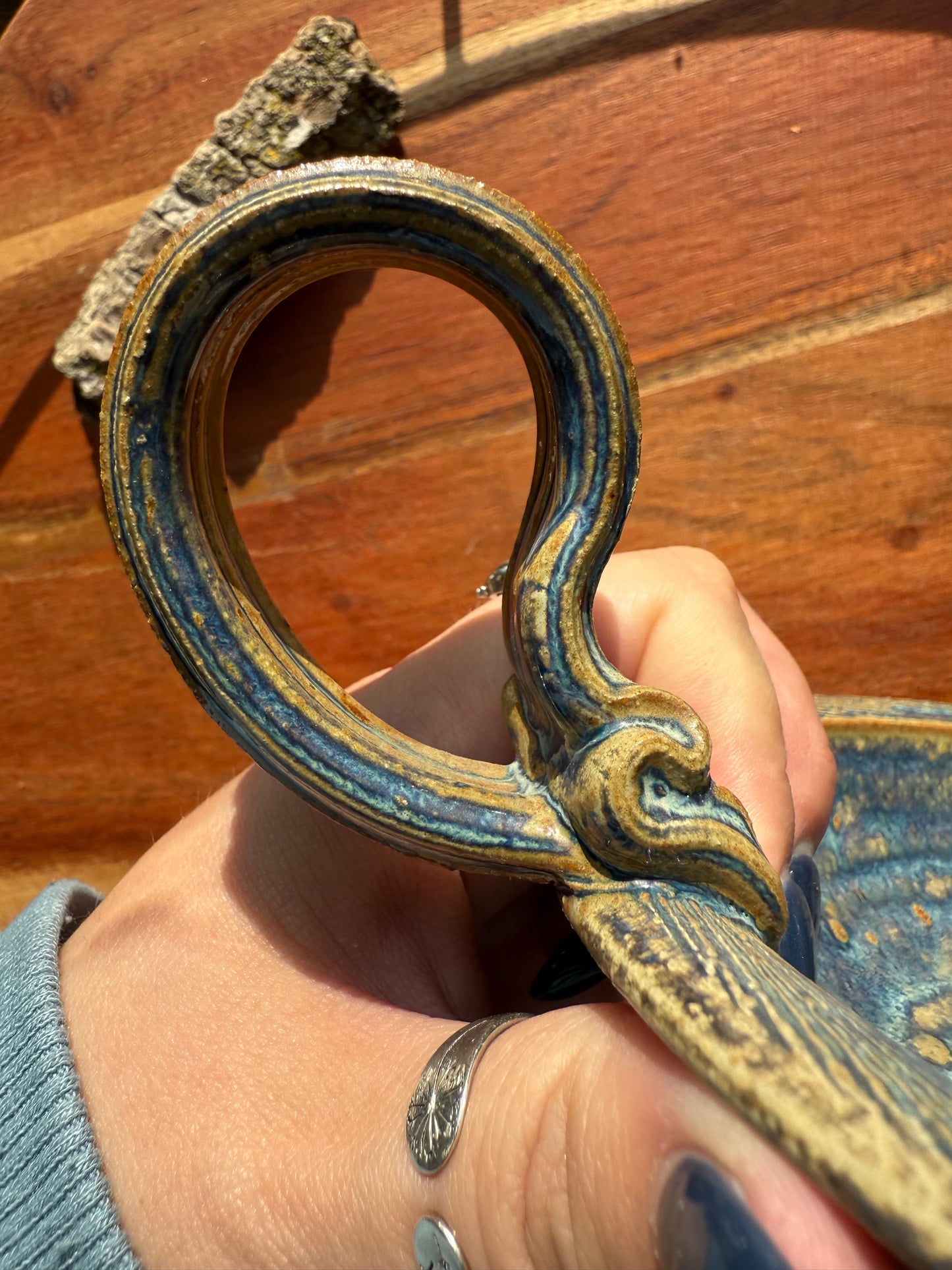 HANDMADE CERAMIC STONEWARE CHAMBER MAID CANDLE HOLDER/PLANT PROPAGATION VESSEL