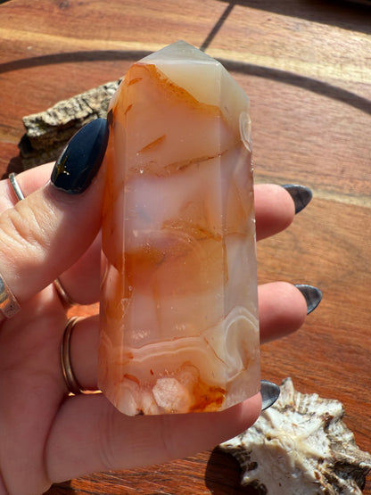 CARNELIAN FLOWER AGATE TOWER