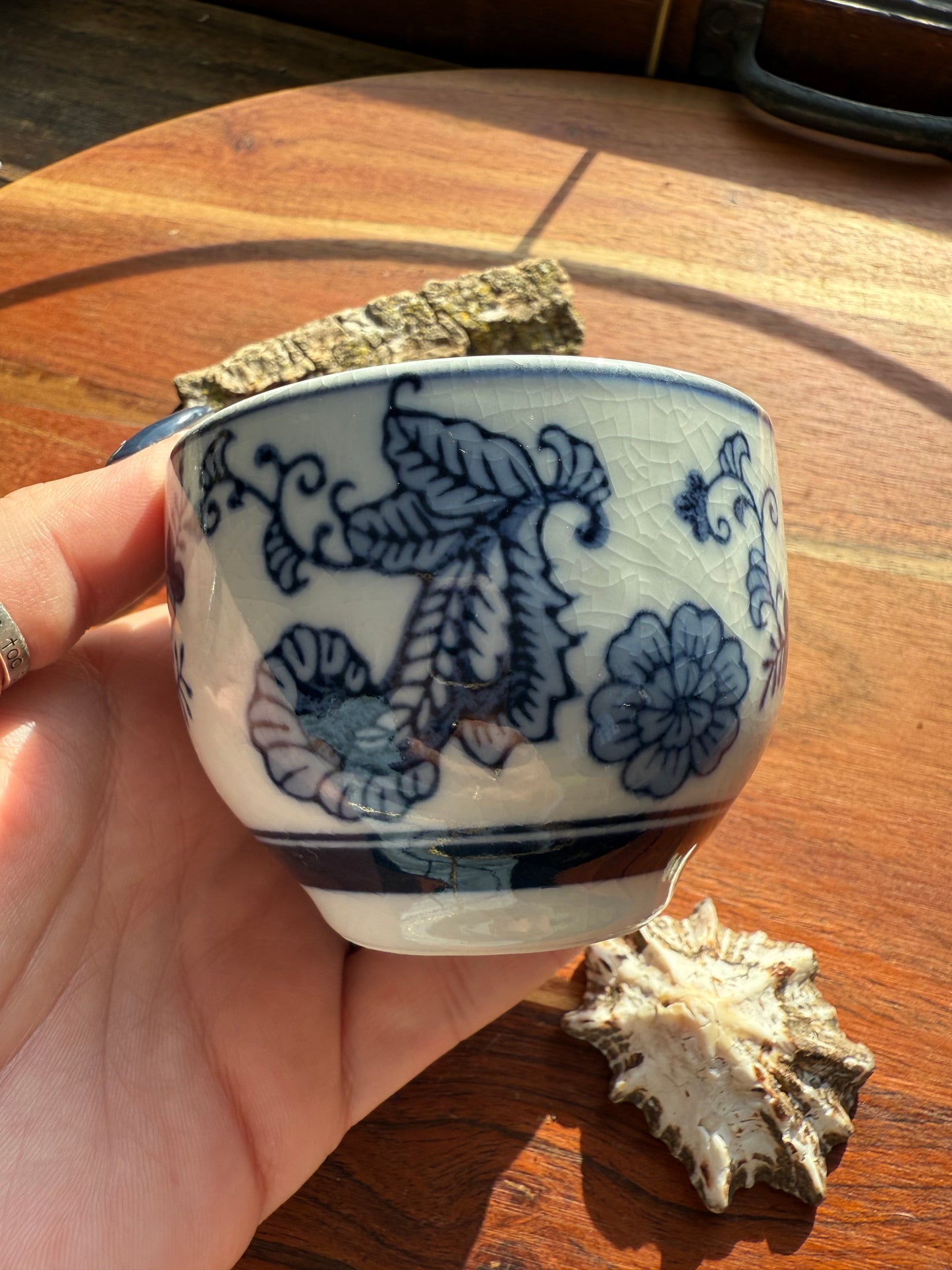 PORCELAIN BLUE PAISLEY FLORAL TEACUP BOWL
