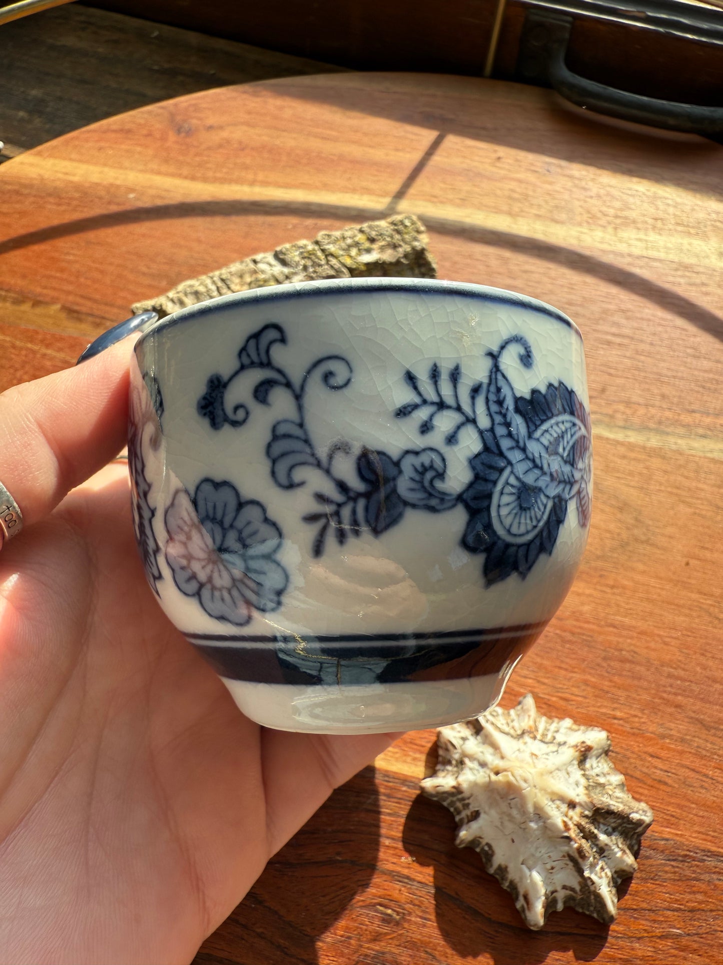 PORCELAIN BLUE PAISLEY FLORAL TEACUP BOWL