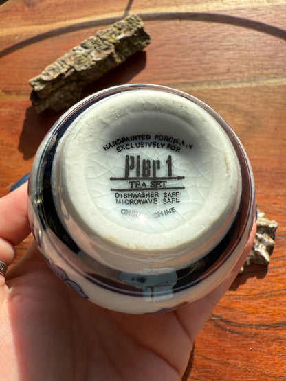 PORCELAIN BLUE PAISLEY FLORAL TEACUP BOWL