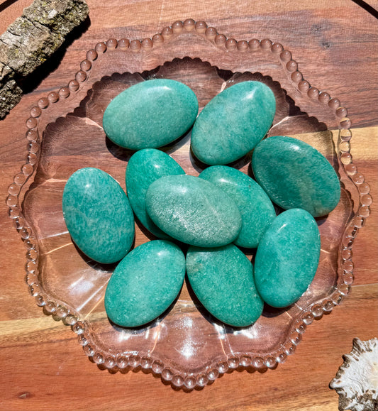 FLASHY AMAZONITE PALM STONE (INTUITIVELY CHOSEN)