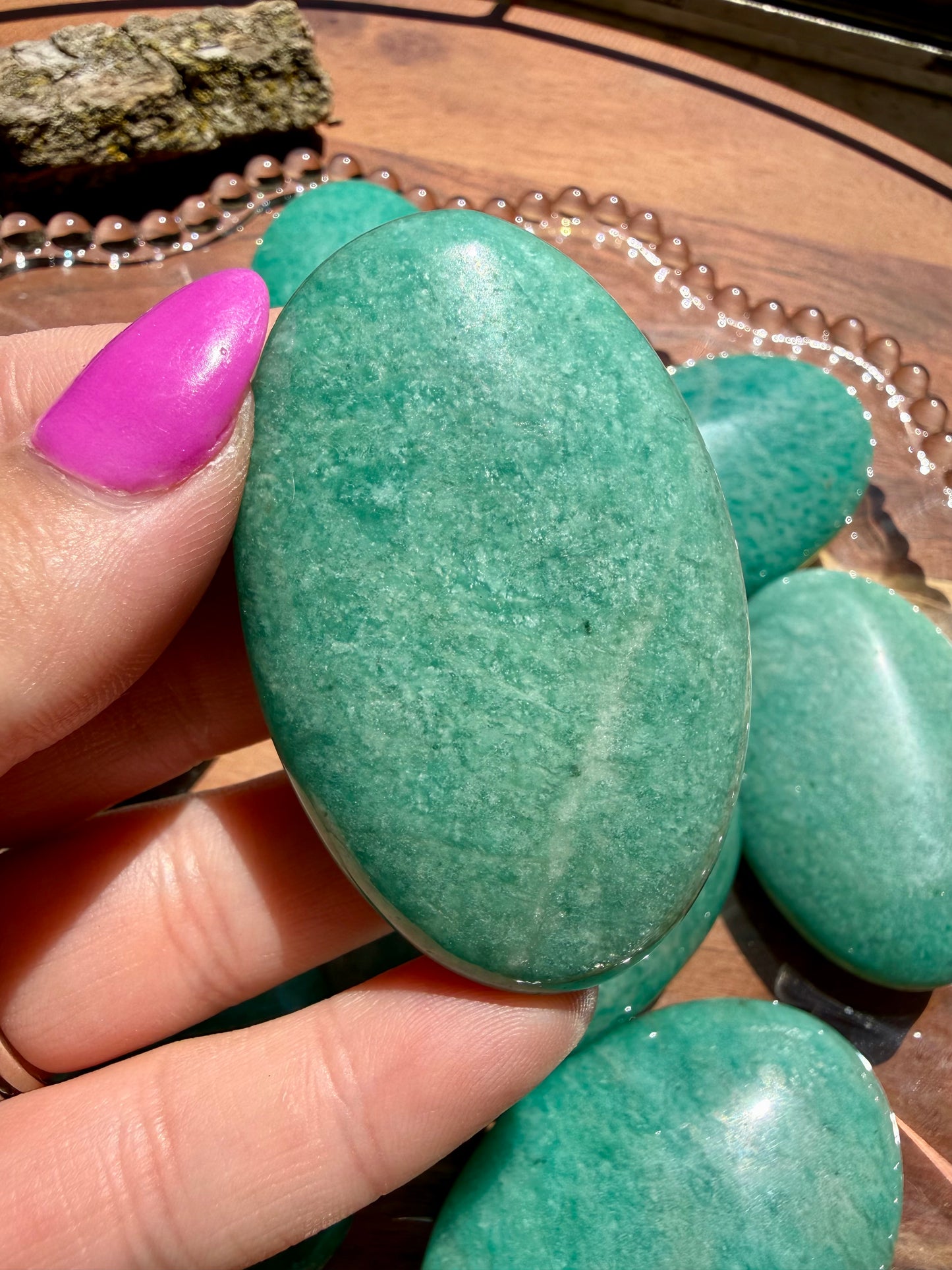 FLASHY AMAZONITE PALM STONE (INTUITIVELY CHOSEN)