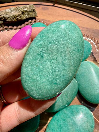 FLASHY AMAZONITE PALM STONE (INTUITIVELY CHOSEN)