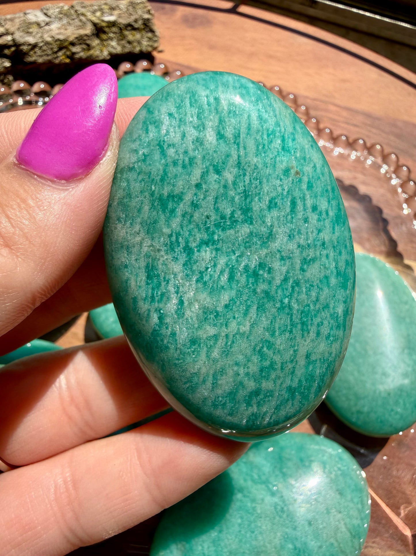 FLASHY AMAZONITE PALM STONE (INTUITIVELY CHOSEN)