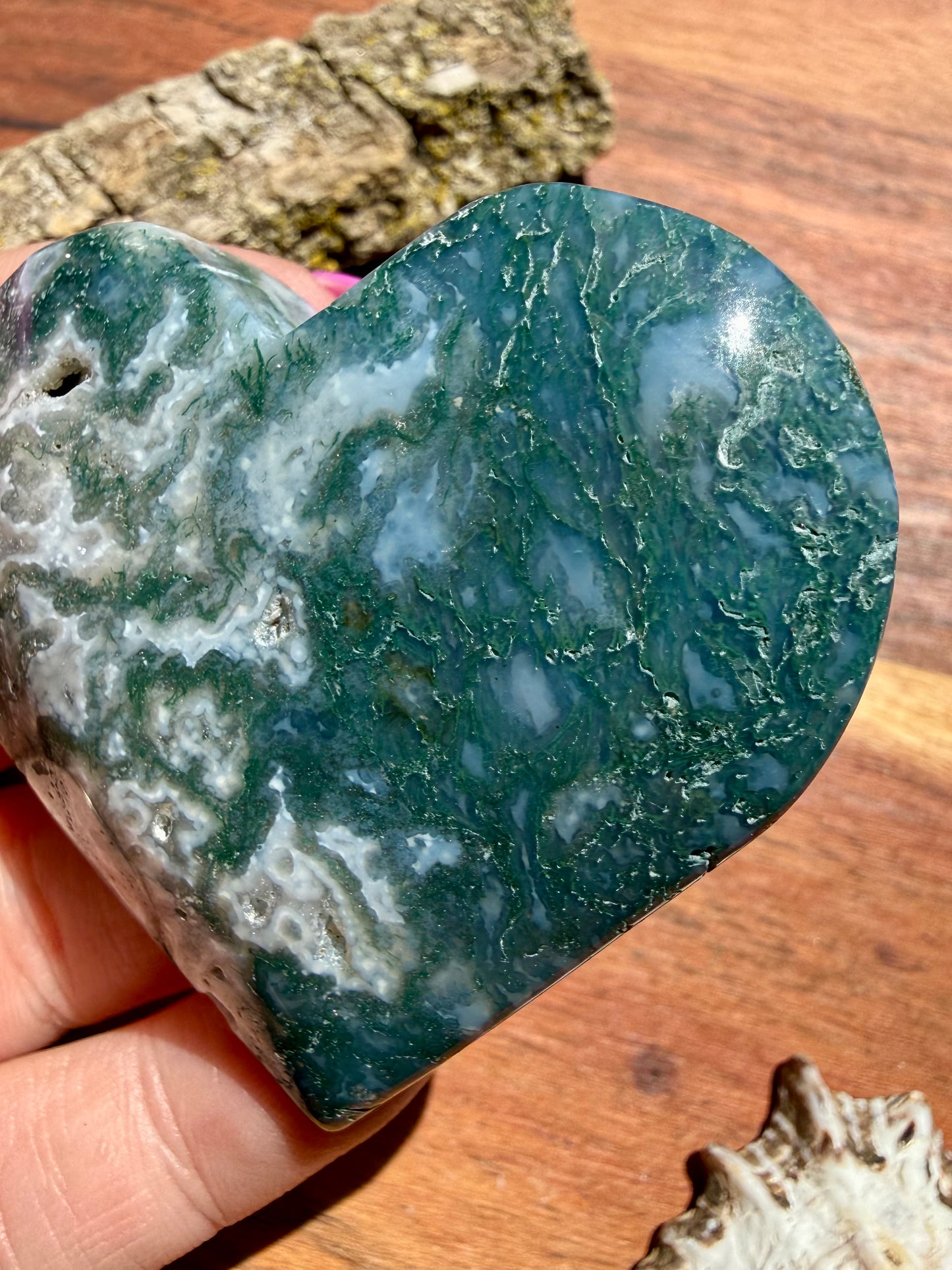 MOSS AGATE HEART