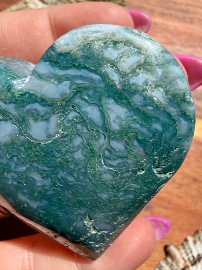 MOSS AGATE HEART
