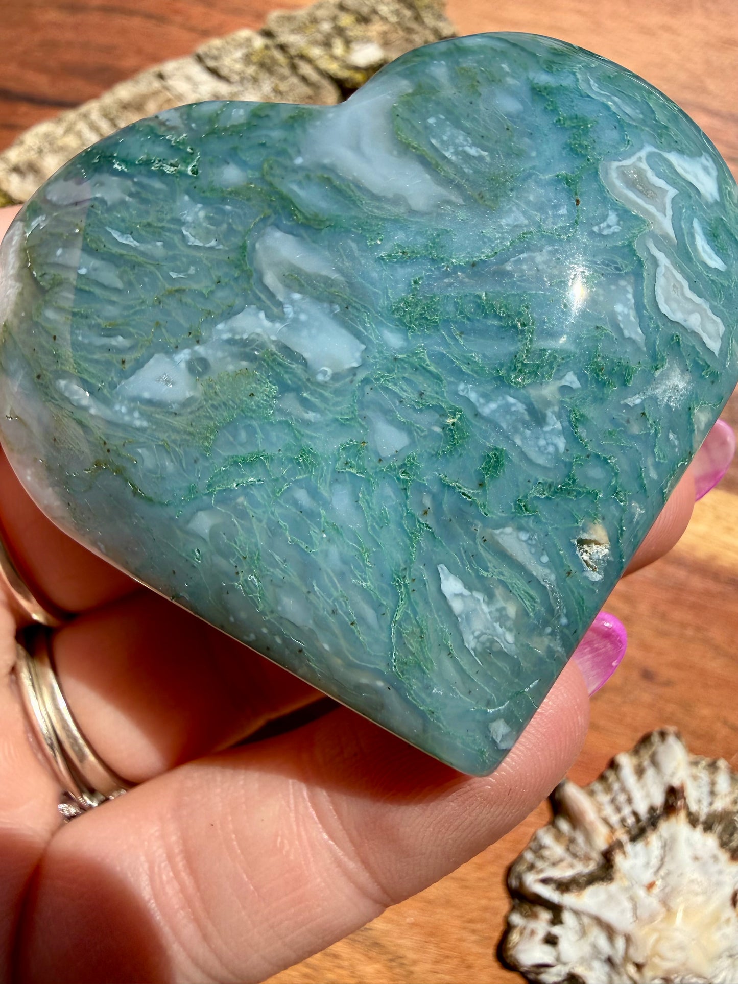 MOSS AGATE HEART
