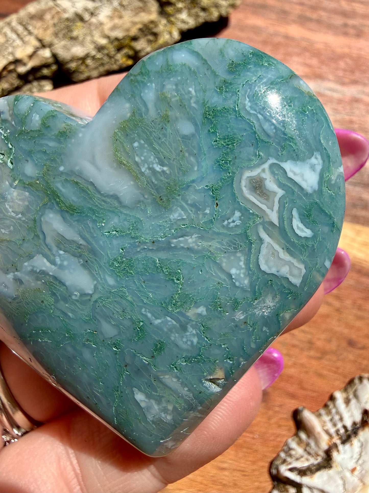 MOSS AGATE HEART