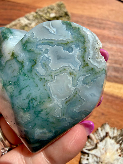 MOSS AGATE HEART